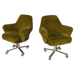 Italian modern green velvet office chairS by Moscatelli for Formanova, 1970s