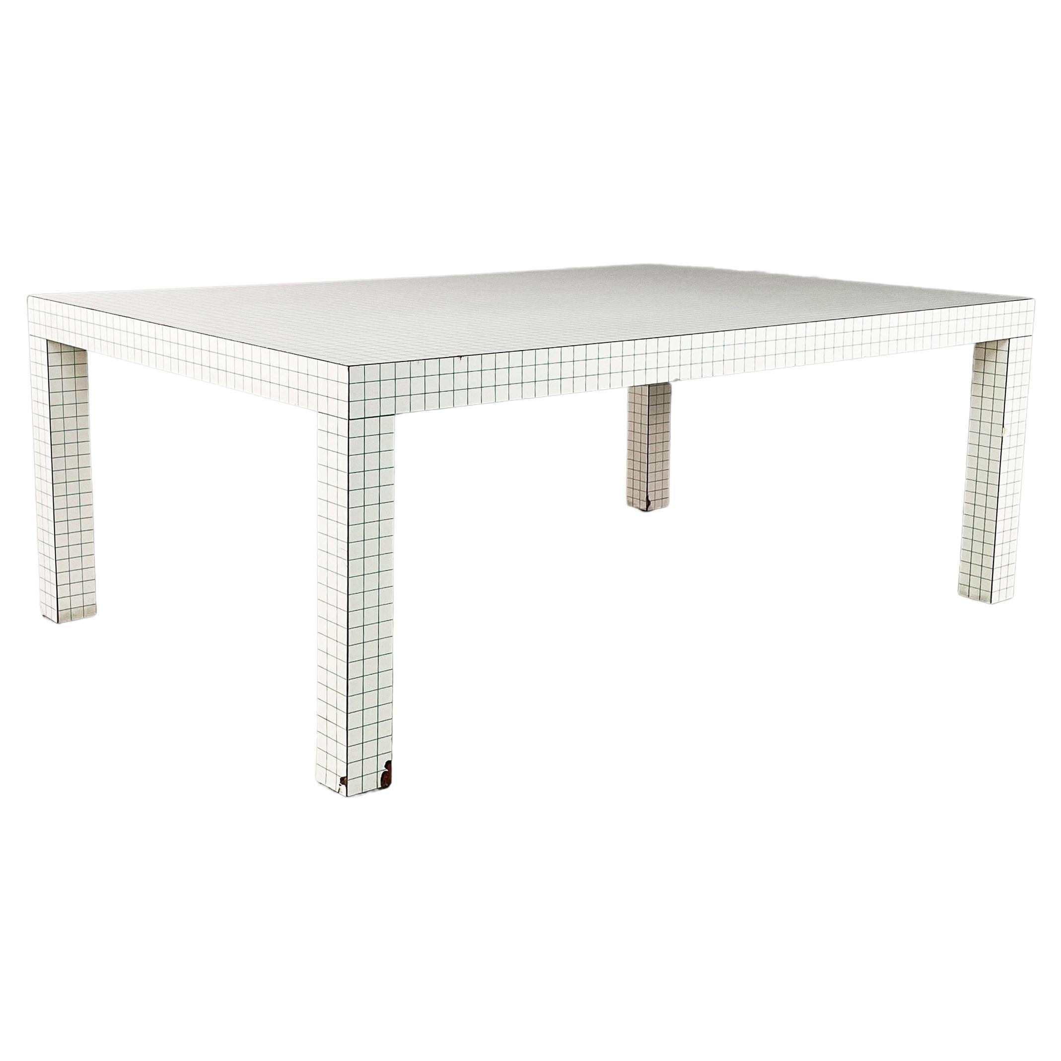 Tavolo da pranzo moderno italiano Greene & Greene bianco Quaderna Design Superstudio Zanotta 1970