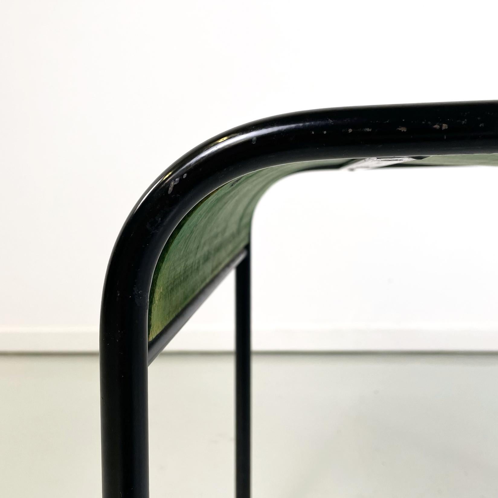Italian modern Green wood black metal chair Kim by De Lucchi for Memphis, 1980s For Sale 4