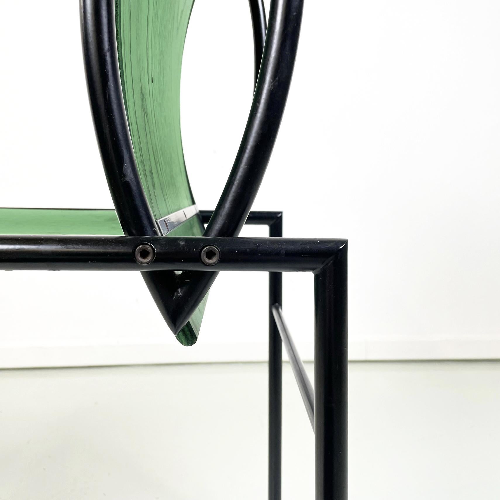 Italian modern Green wood black metal chair Kim by De Lucchi for Memphis, 1980s For Sale 7