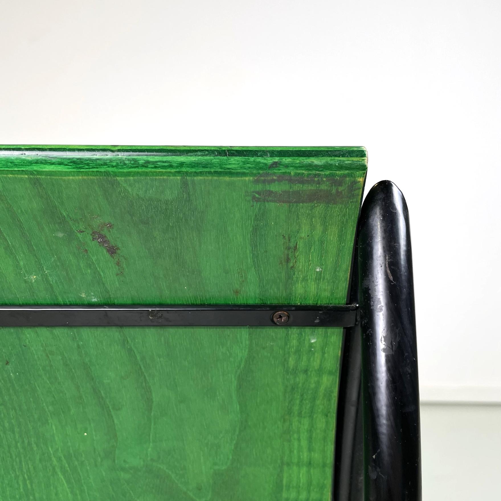 Italian modern Green wood black metal chair Kim by De Lucchi for Memphis, 1980s For Sale 10