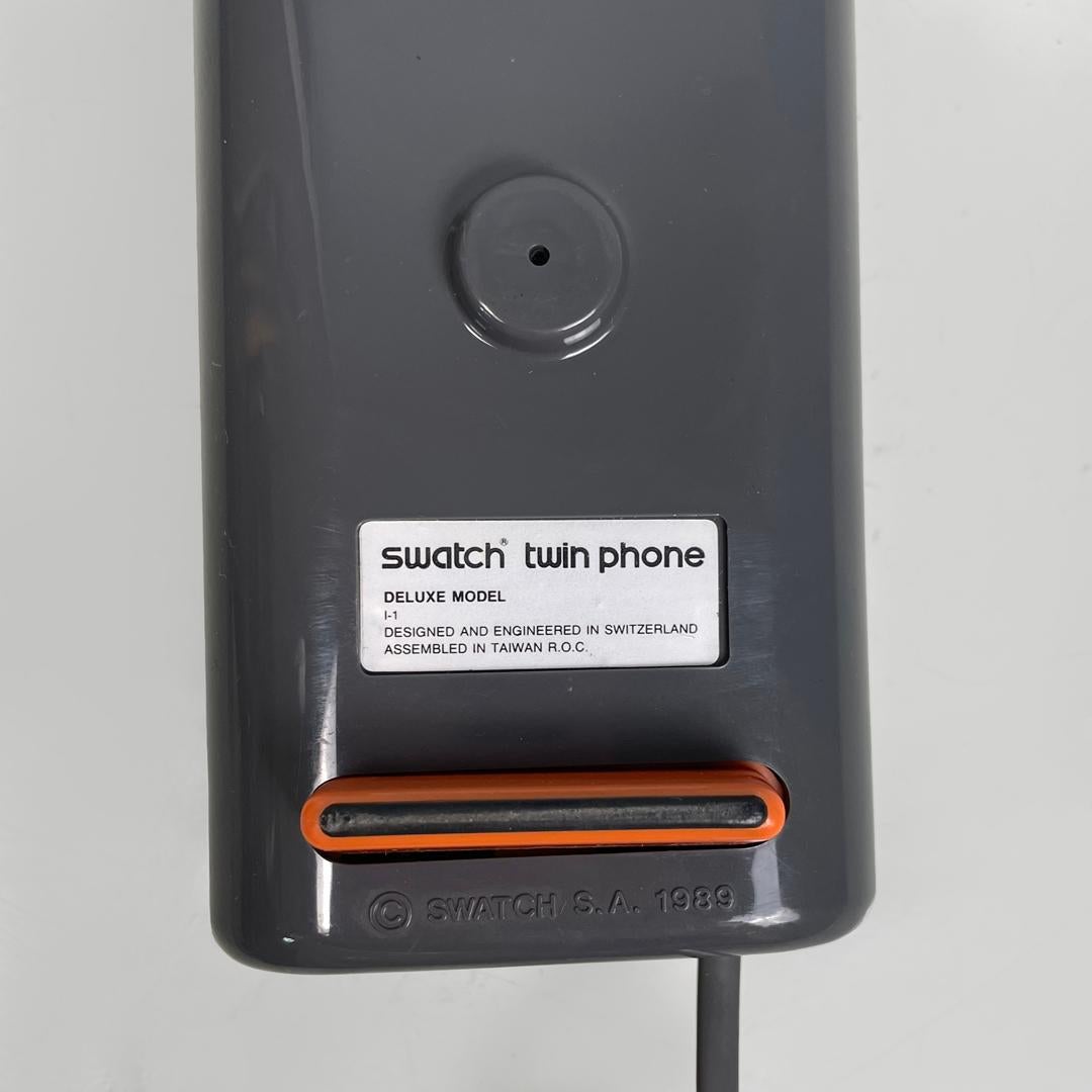 Italian modern grey decorated plastic telephone Twin Phone Deco by Swatch, 1980s For Sale 9