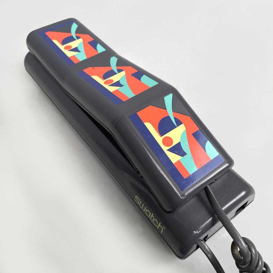 Italian modern grey decorated plastic telephone Twin Phone Deco by Swatch, 1980s For Sale 10