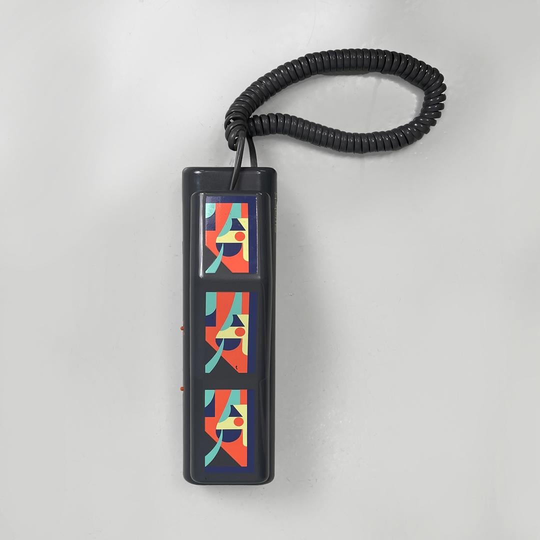 Italian modern grey decorated plastic telephone Twin Phone Deco by Swatch, 1980s For Sale 3