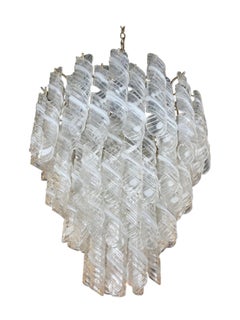 Italian Modern Hand Blown Glass and Polished Nickel Chandelier, Mazzega