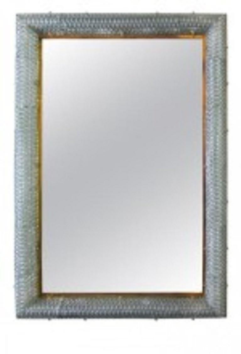 Mid-Century Modern Italian Modern Hand Blown Glass & Bronze Illuminated Mirror Barovier & Toso For Sale