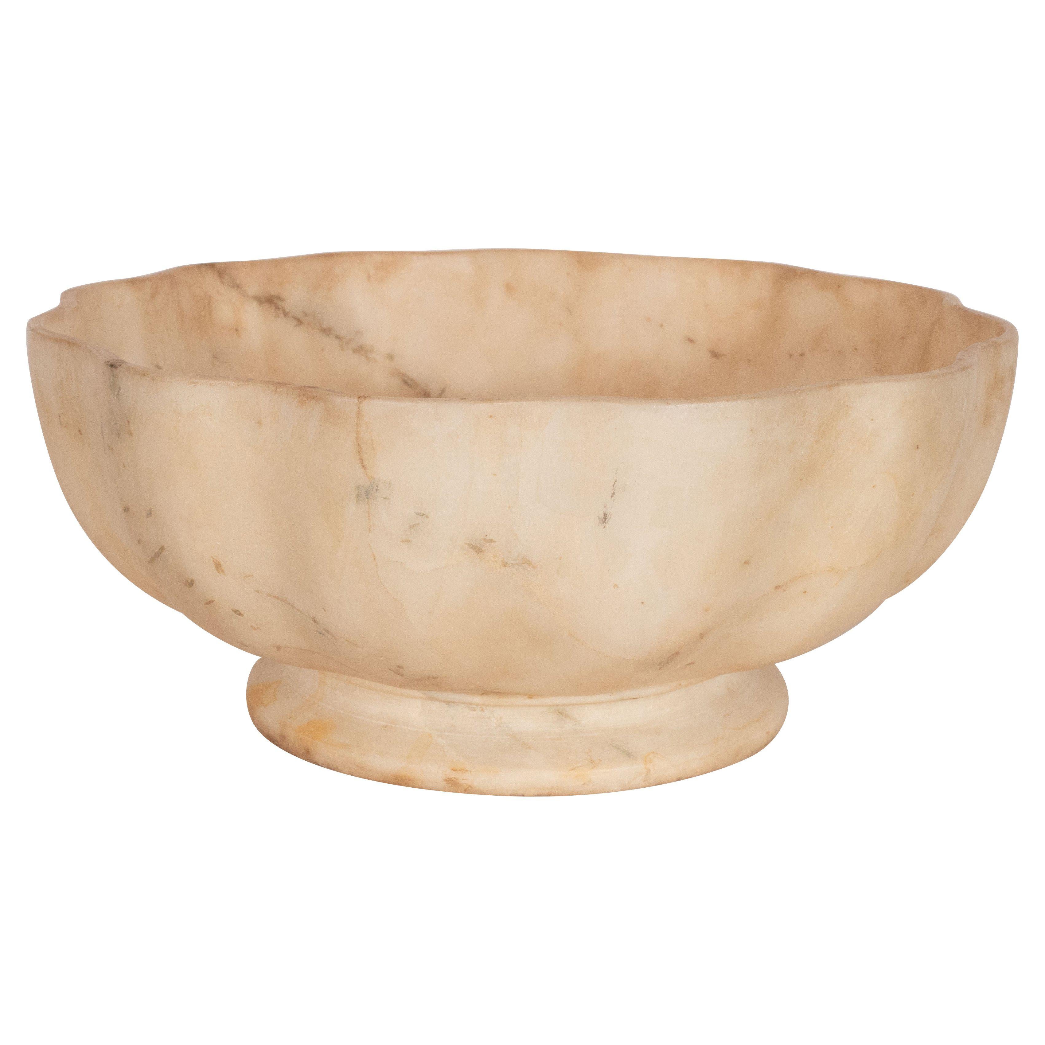 Italian Modern Hand-Carved Exotic Marble Bowl