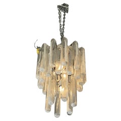 Italian Modern Handblown Glass, 29 Tube Chandelier, Mazzega