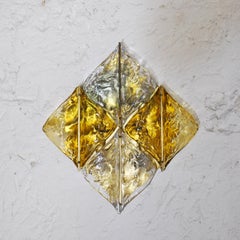 Italian Modern Handblown Glass and Brass Wall Light, Mazzega