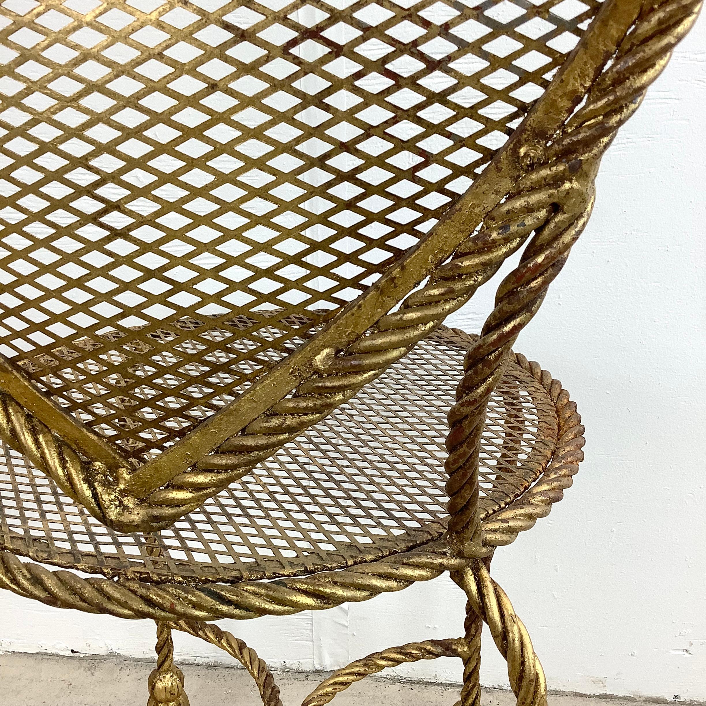 Italian Modern Heart Shaped Gilt Tassel Chair 7