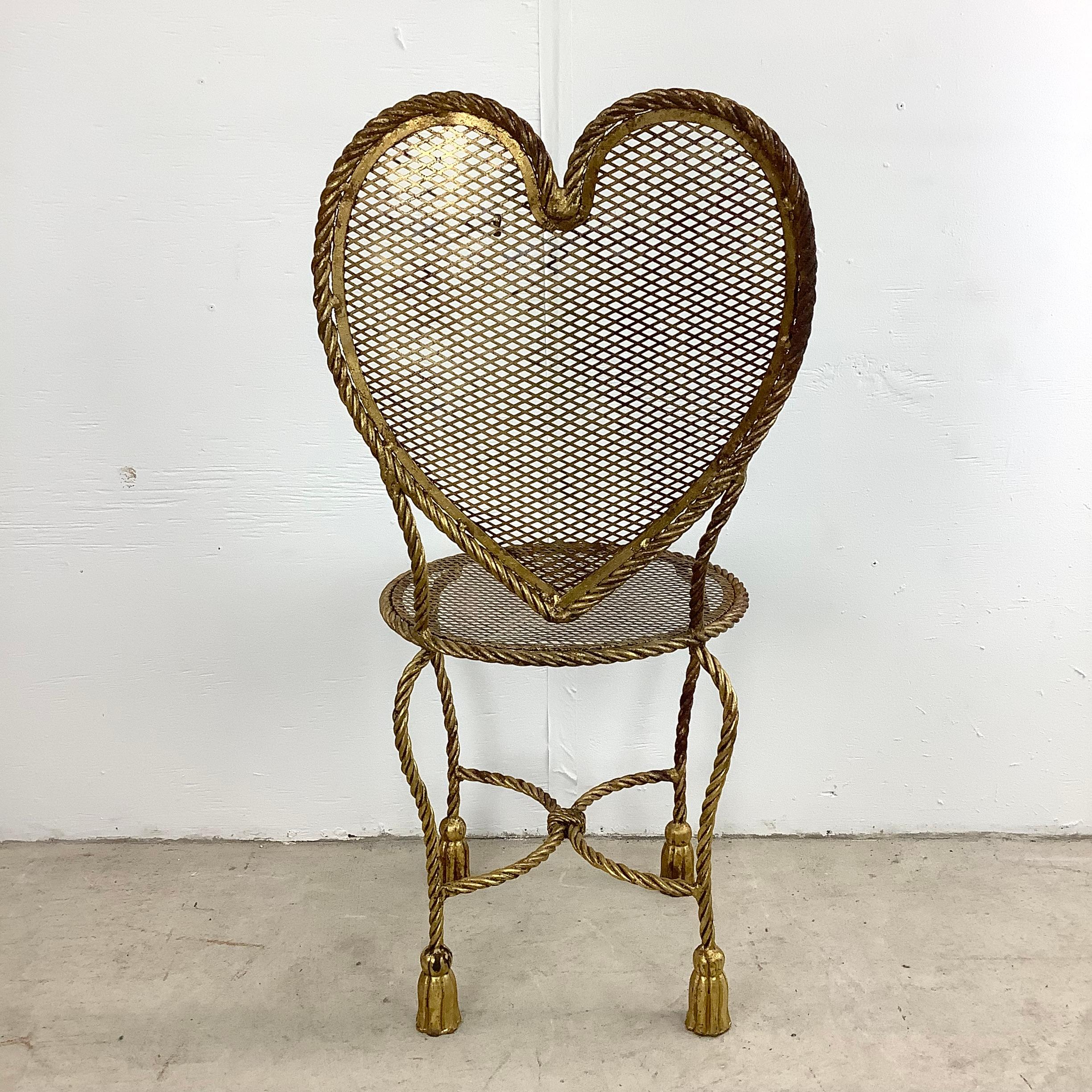 20th Century Italian Modern Heart Shaped Gilt Tassel Chair