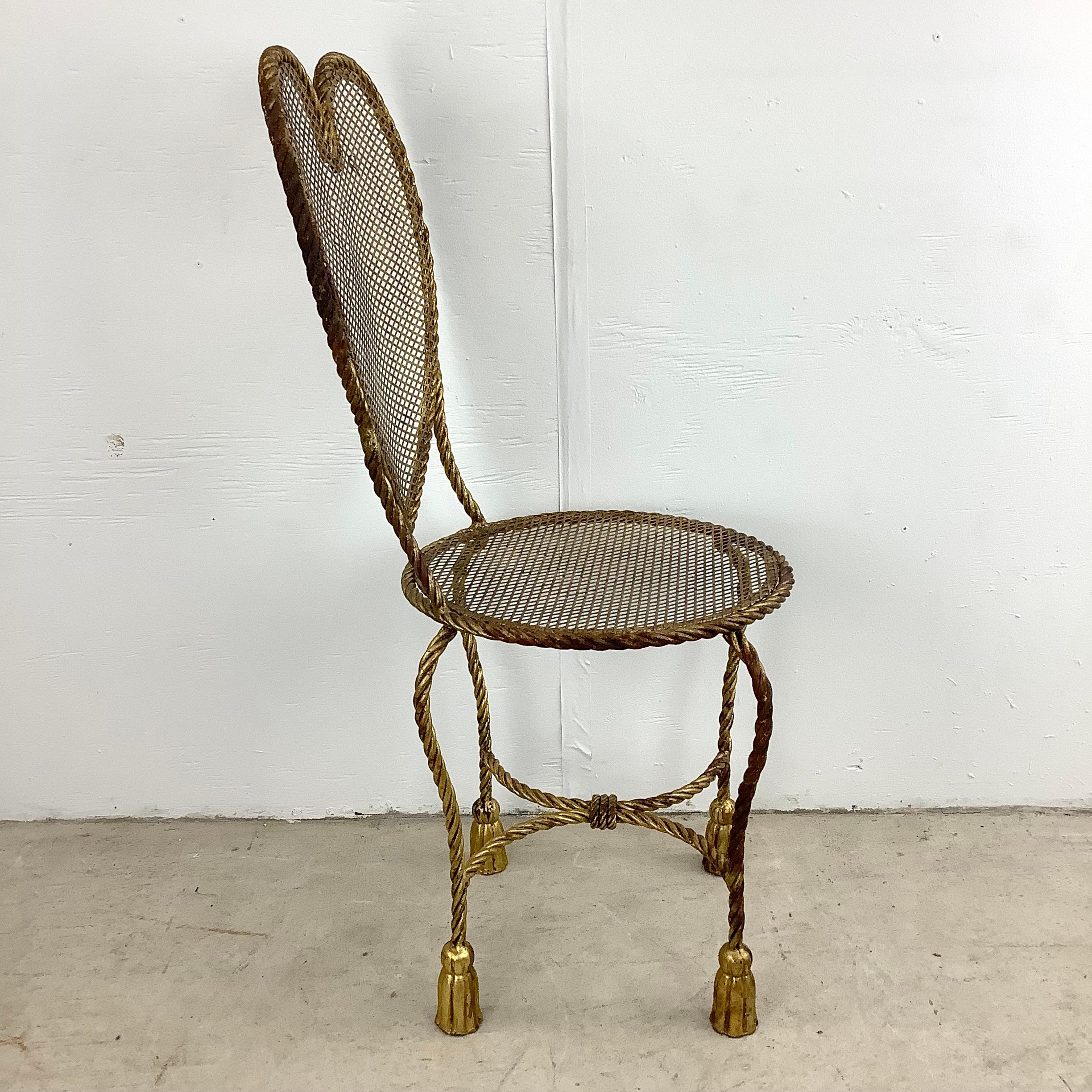 Italian Modern Heart Shaped Gilt Tassel Chair 1