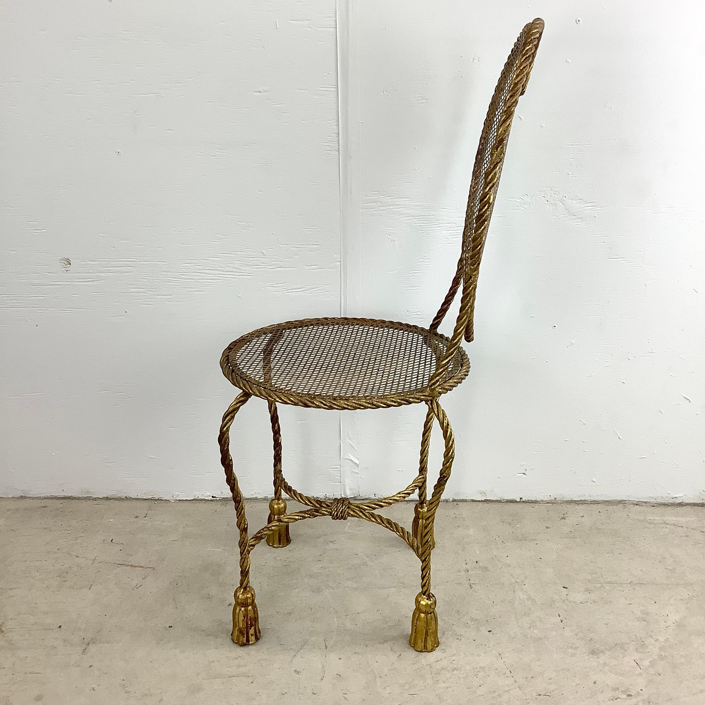 Italian Modern Heart Shaped Gilt Tassel Chair 2