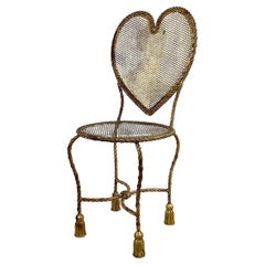 Retro Italian Modern Heart Shaped Gilt Tassel Chair