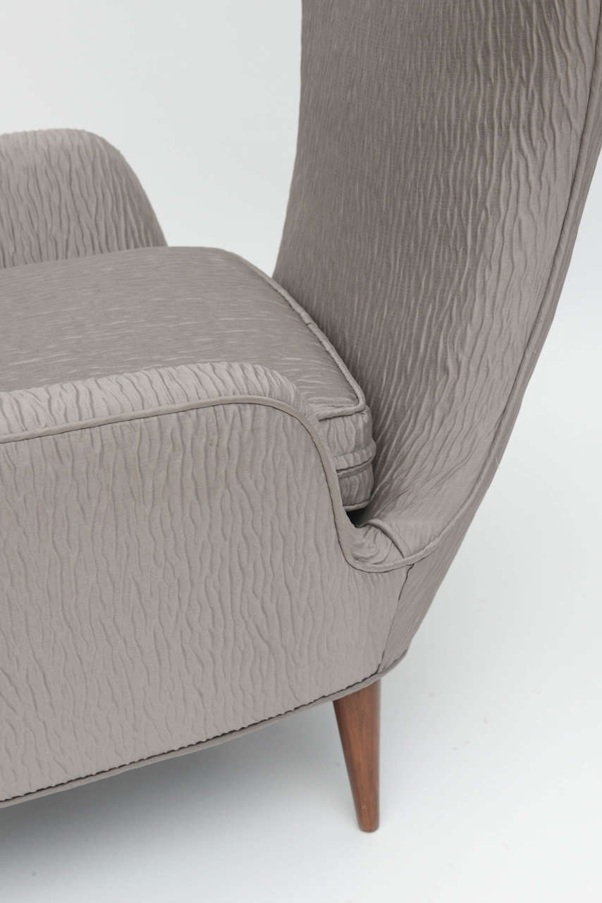Upholstery Italian Modern High Back Armchair, Italy For Sale