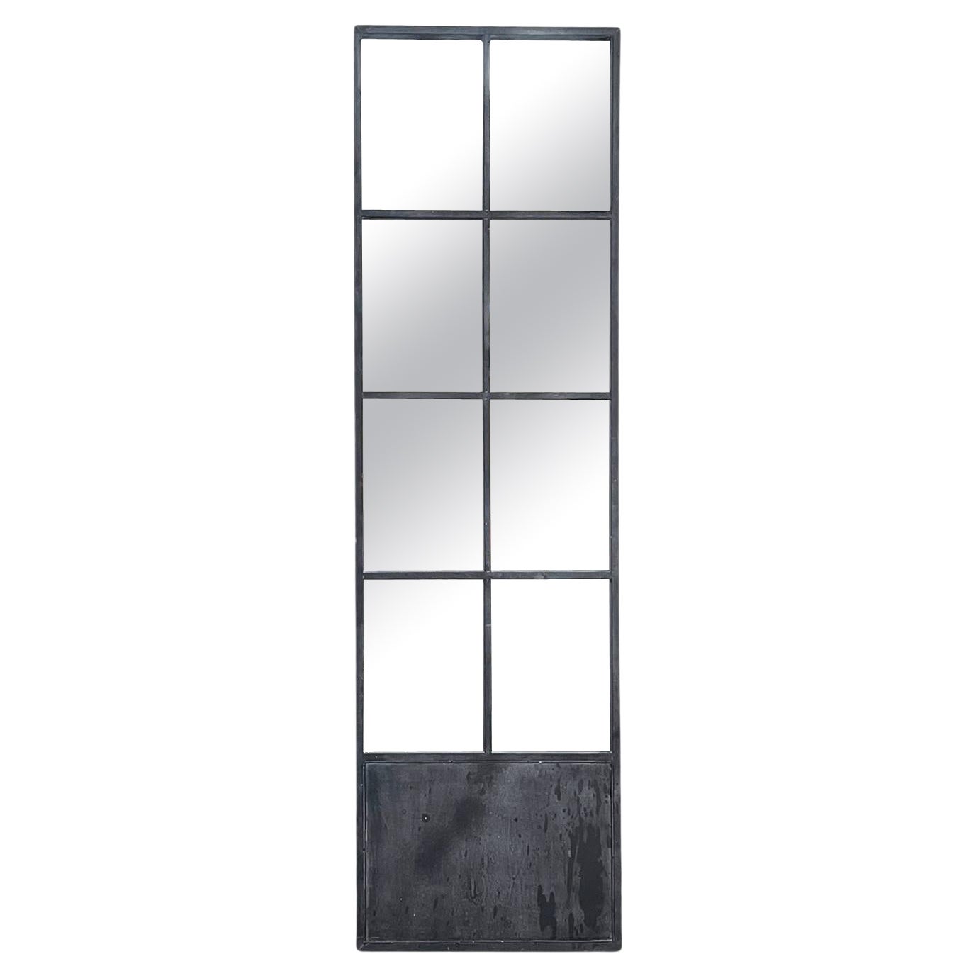 Italian Modern High Rectangular Mirror in Black Metal, 1990s