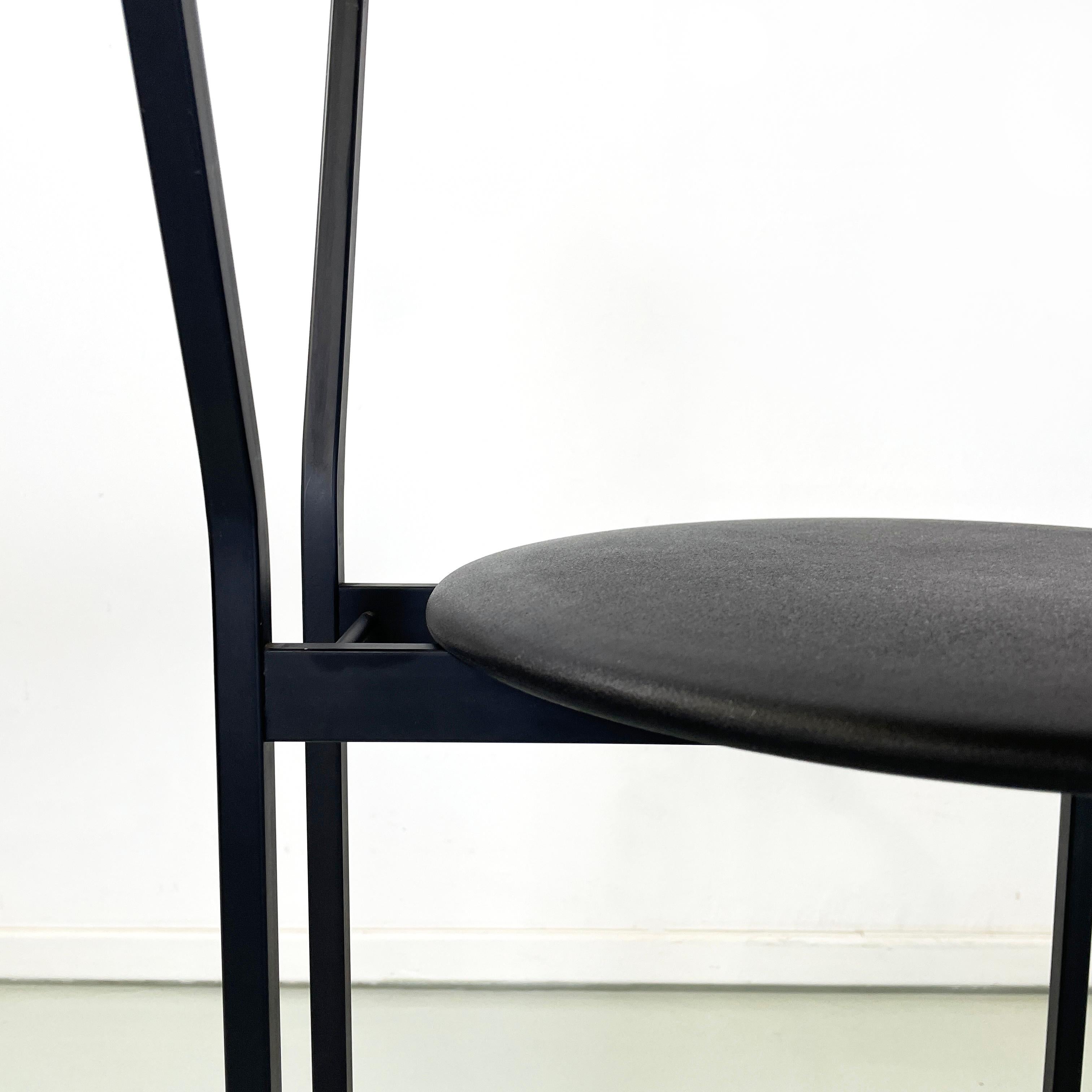 Italian modern high stool in black metal and rubber, 1980s For Sale 7