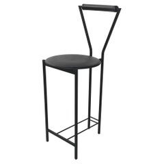 Italian modern High stool in black metal and rubber, 1980s