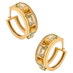 Boucles d'oreilles Modernity en or jaune 18Kt avec 3.06 Ctw en aigue-marines