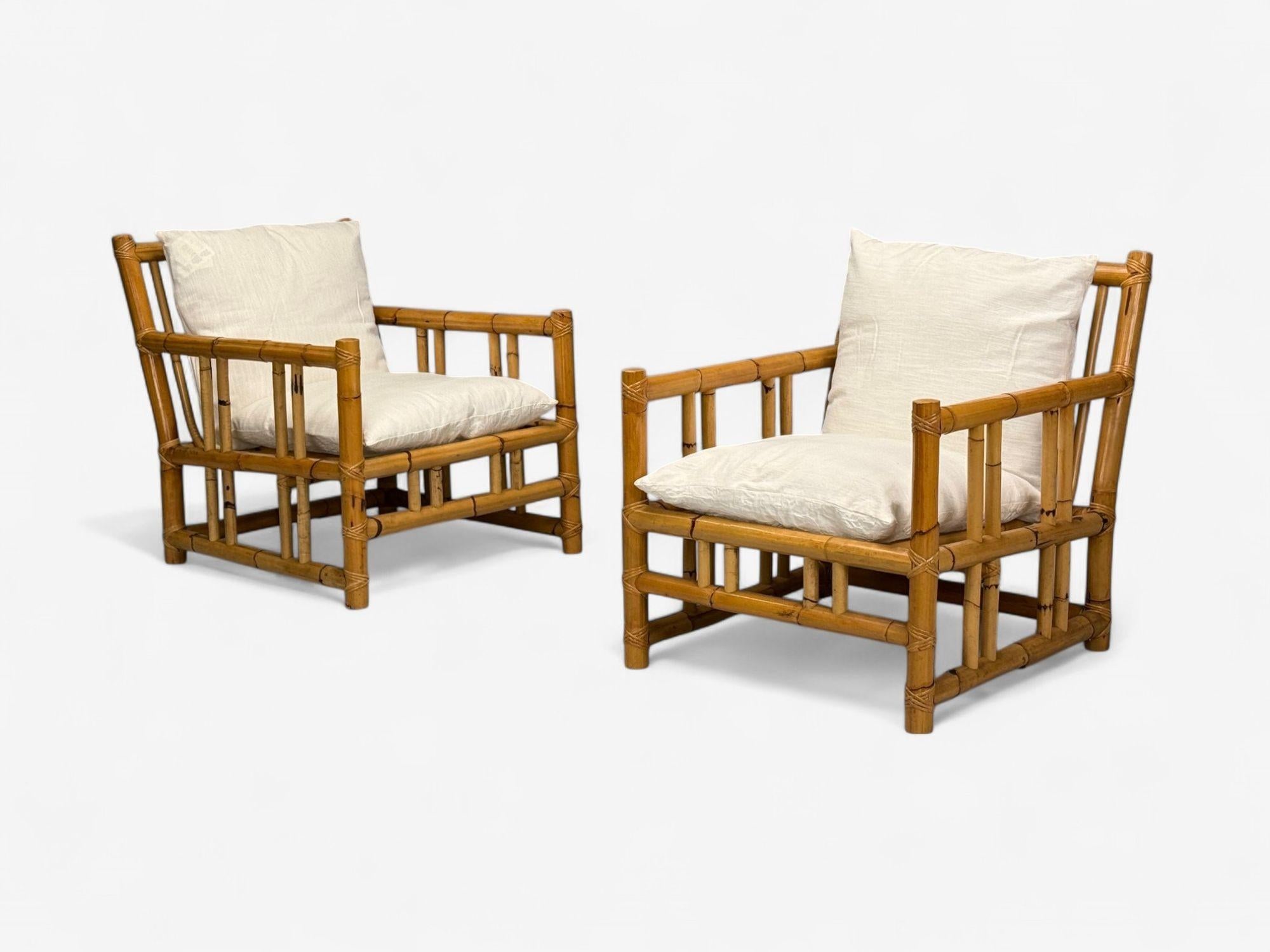 Italian Modern, Caña india, Bambú, Sillas de salón, Italia, Años 60 en Bueno estado para la venta en Manhasset, NY