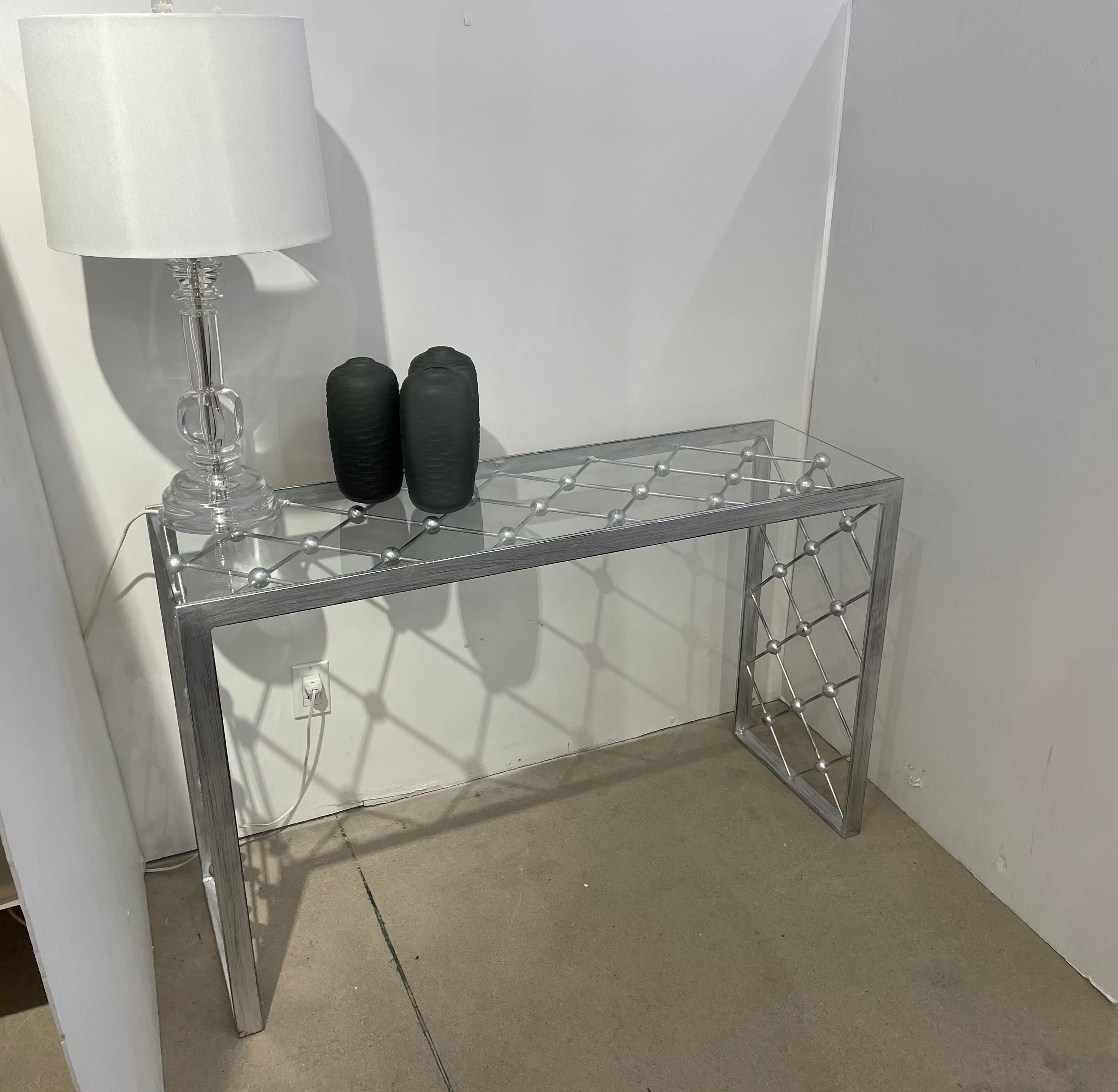 Italienisches modernes Industriedesign Criss Cross Laubsägearbeit Eisen Konsole / Eingangstisch im Angebot 10