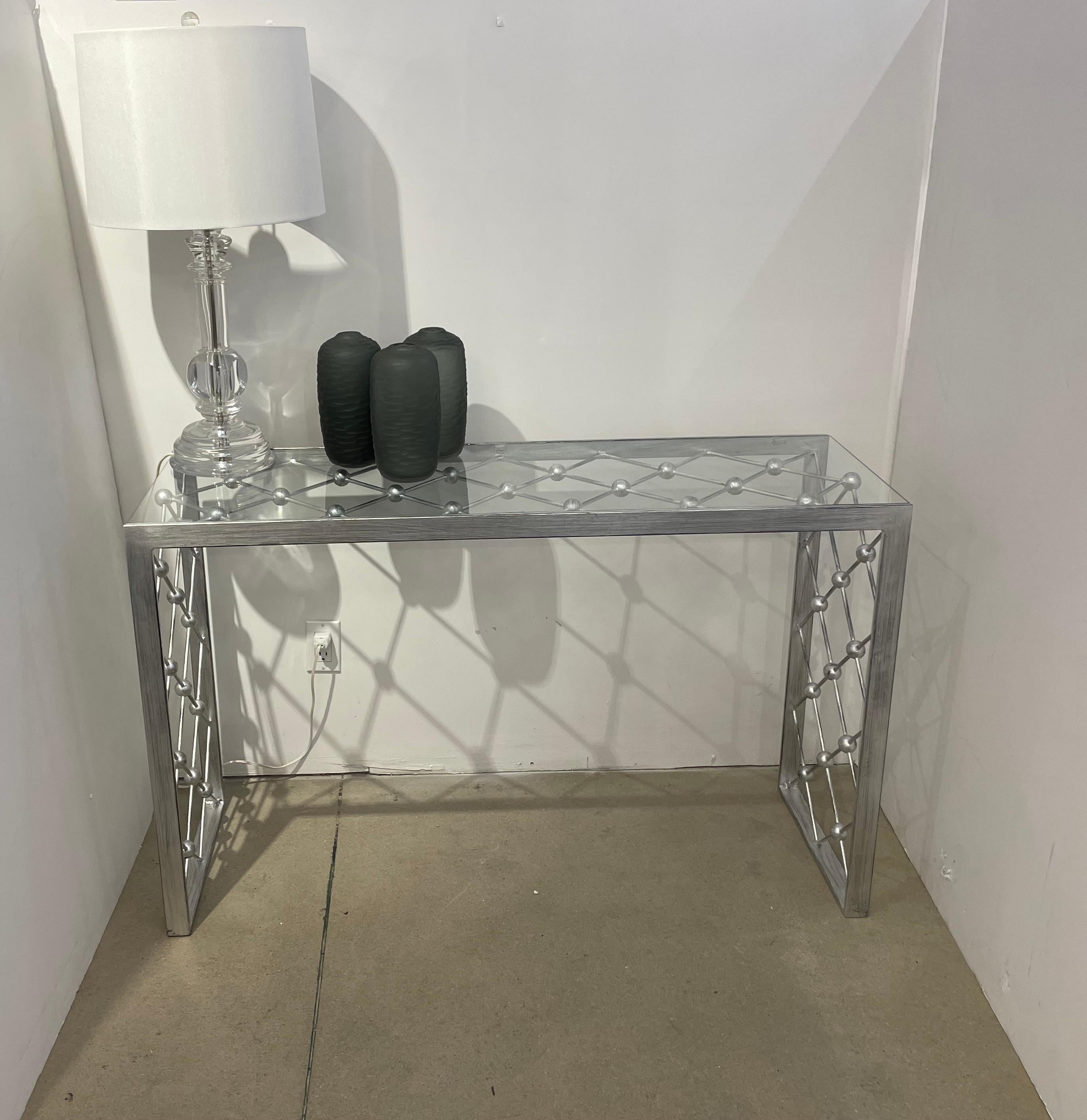 Italienisches modernes Industriedesign Criss Cross Laubsägearbeit Eisen Konsole / Eingangstisch im Angebot 11