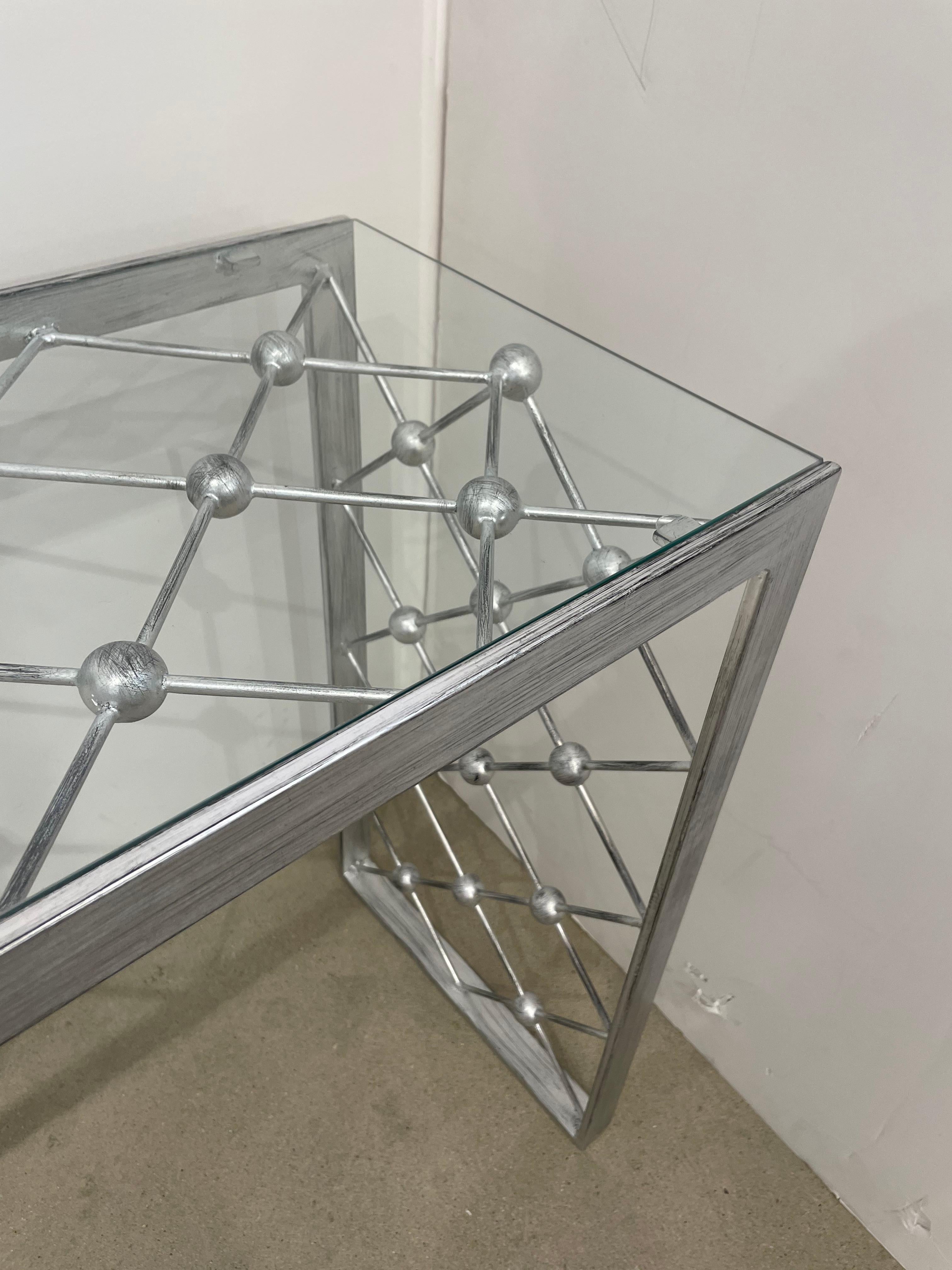 Italienisches modernes Industriedesign Criss Cross Laubsägearbeit Eisen Konsole / Eingangstisch im Angebot 13