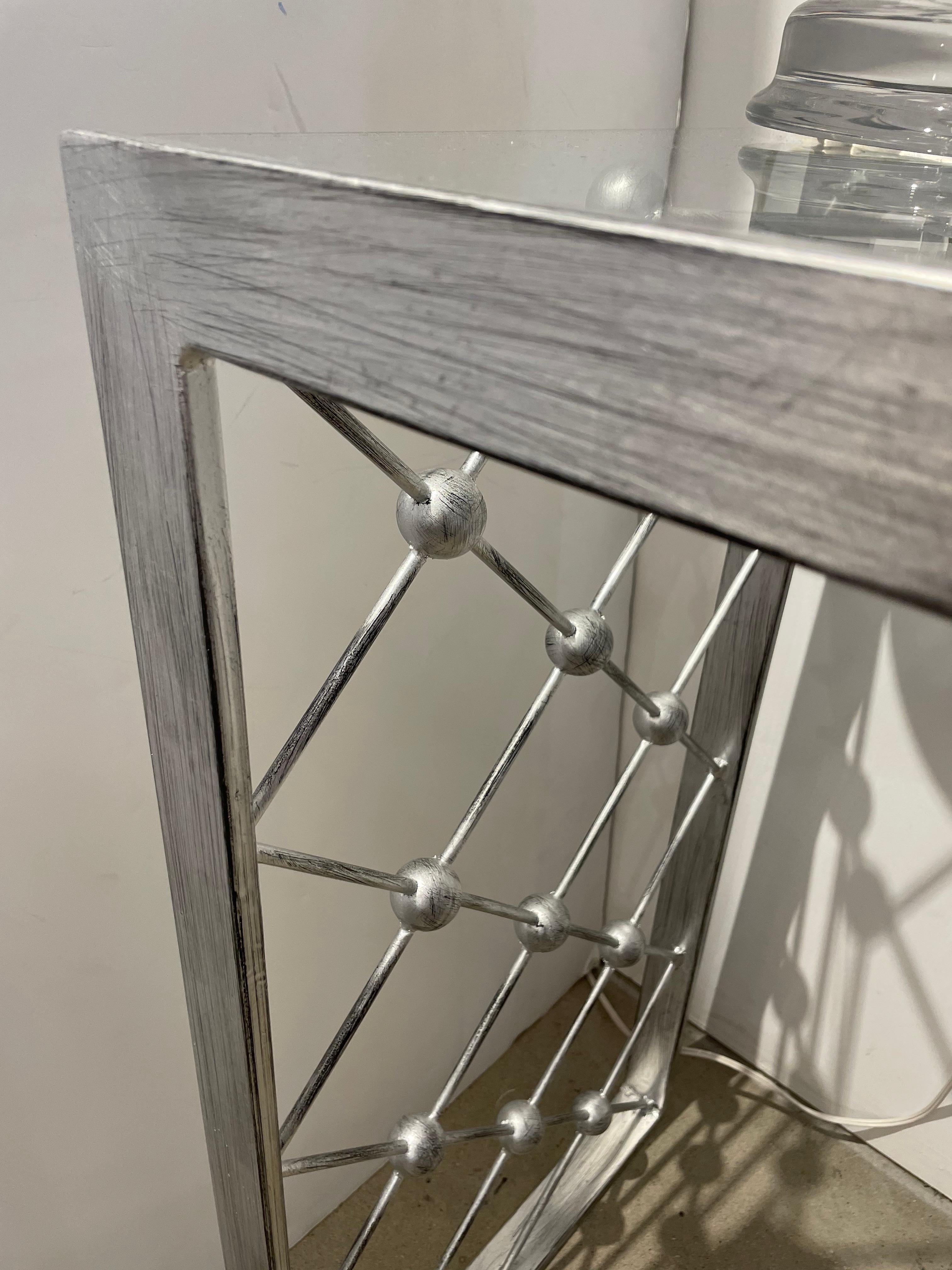 Italienisches modernes Industriedesign Criss Cross Laubsägearbeit Eisen Konsole / Eingangstisch im Angebot 14