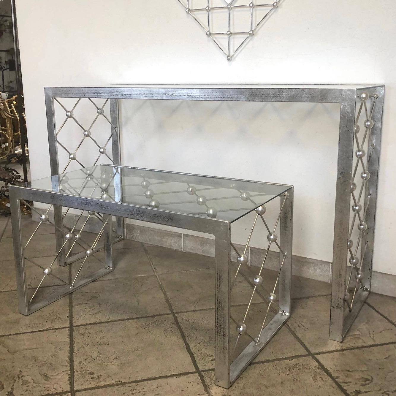 Italienisches modernes Industriedesign Criss Cross Laubsägearbeit Eisen Konsole / Eingangstisch im Angebot 6