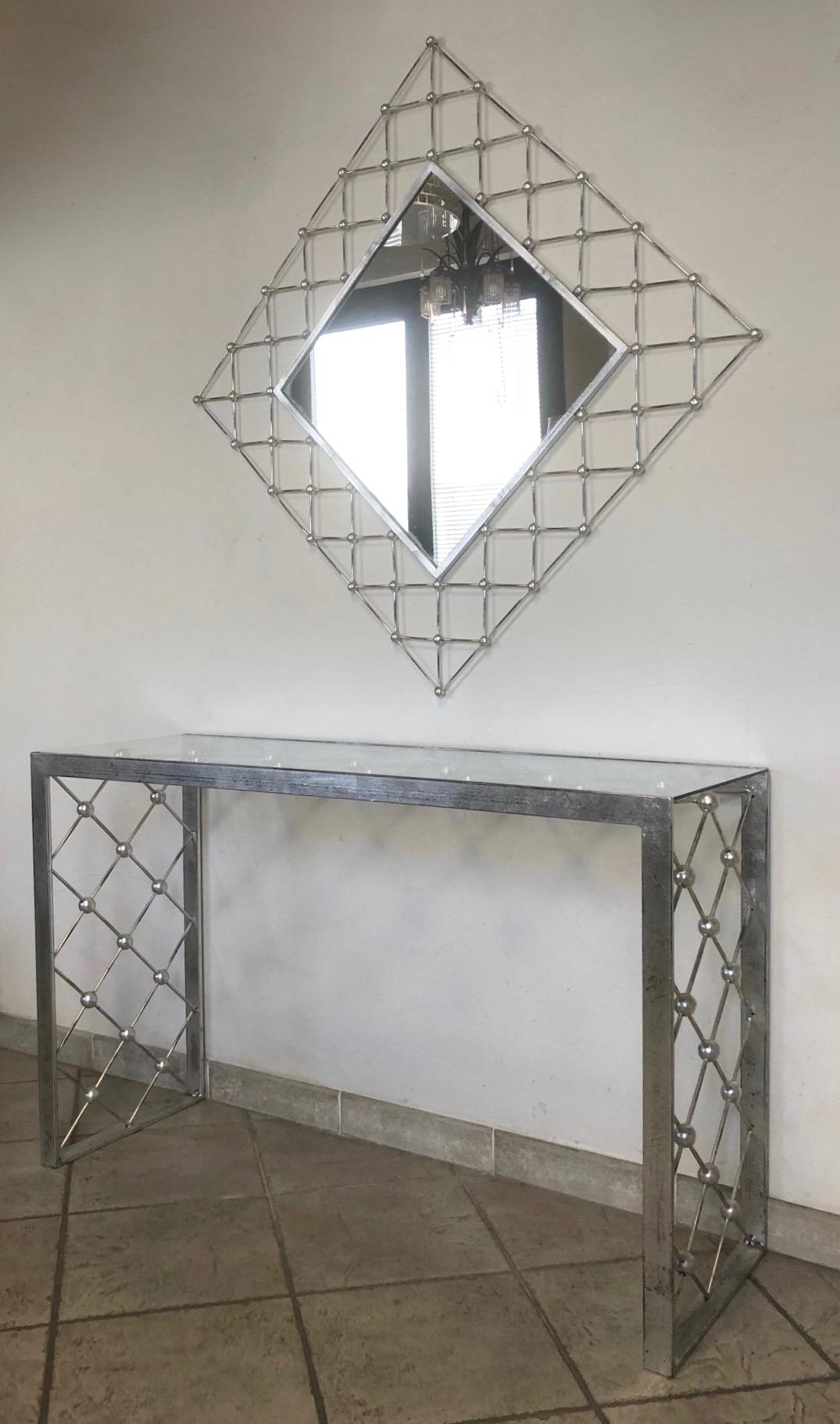 Italienisches modernes Industriedesign Criss Cross Laubsägearbeit Eisen Konsole / Eingangstisch im Angebot 8
