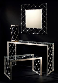 Italian Modern Industrial Design Criss Cross Fretwork Iron Console / Entry Table