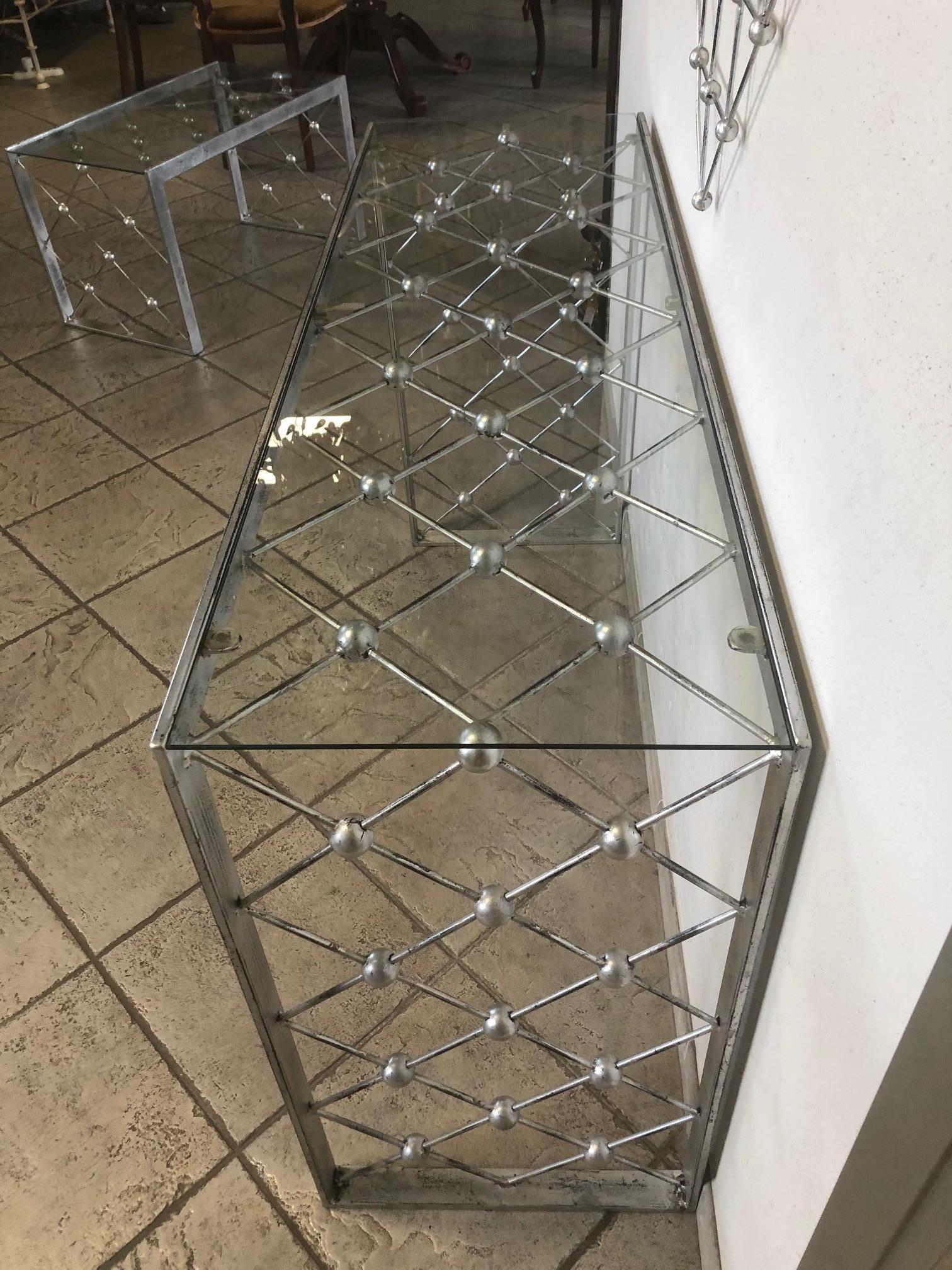 Italienisches modernes Industriedesign Criss Cross Laubsägearbeit Eisen Konsole / Eingangstisch (21. Jahrhundert und zeitgenössisch) im Angebot
