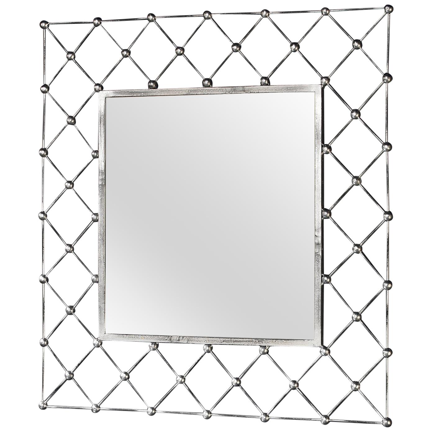 Interiorismo industrial moderno italiano Espejo de hierro calado Criss Cross en venta
