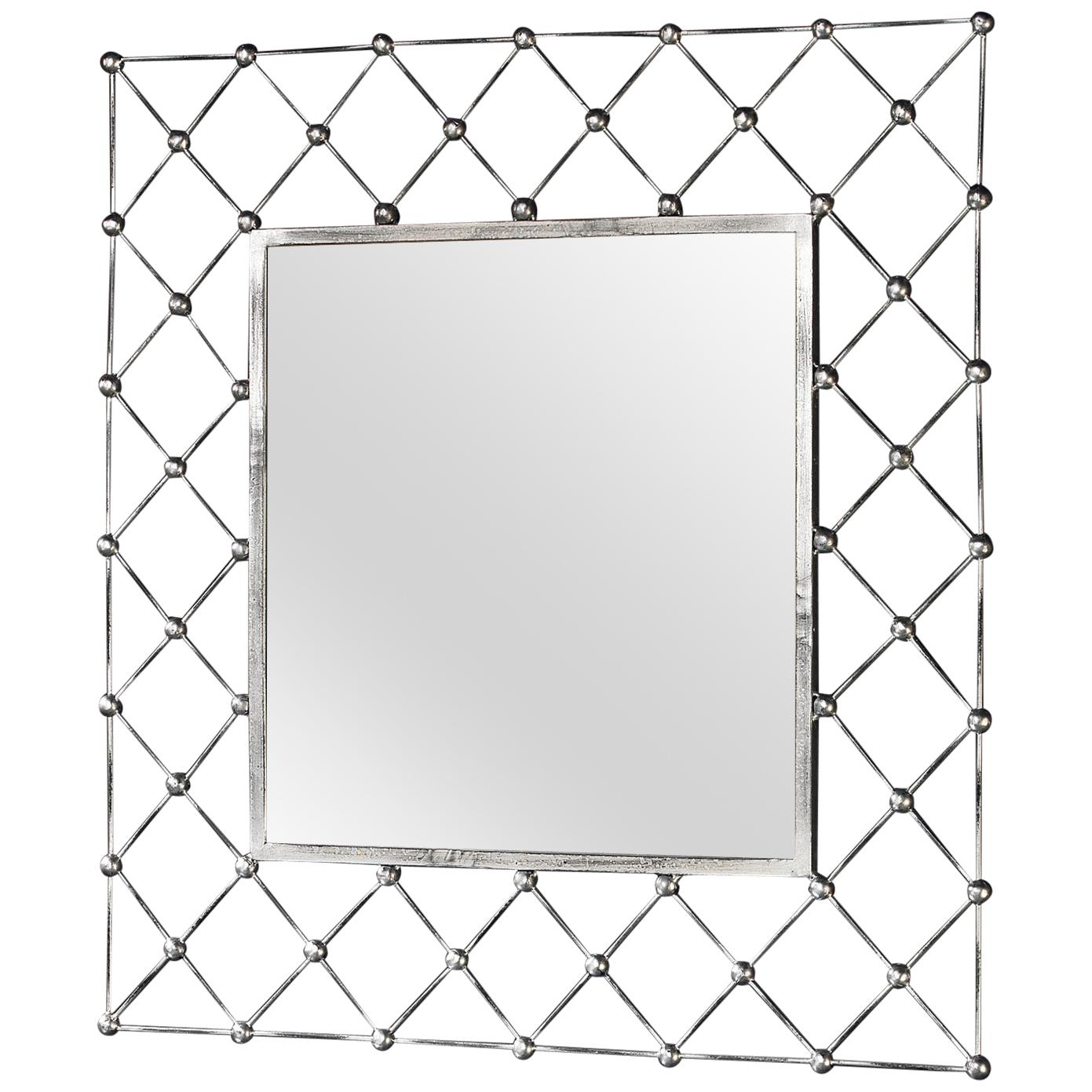 Italian Modern Industrial Home Interior Design Criss Cross Fretwork Iron Mirror