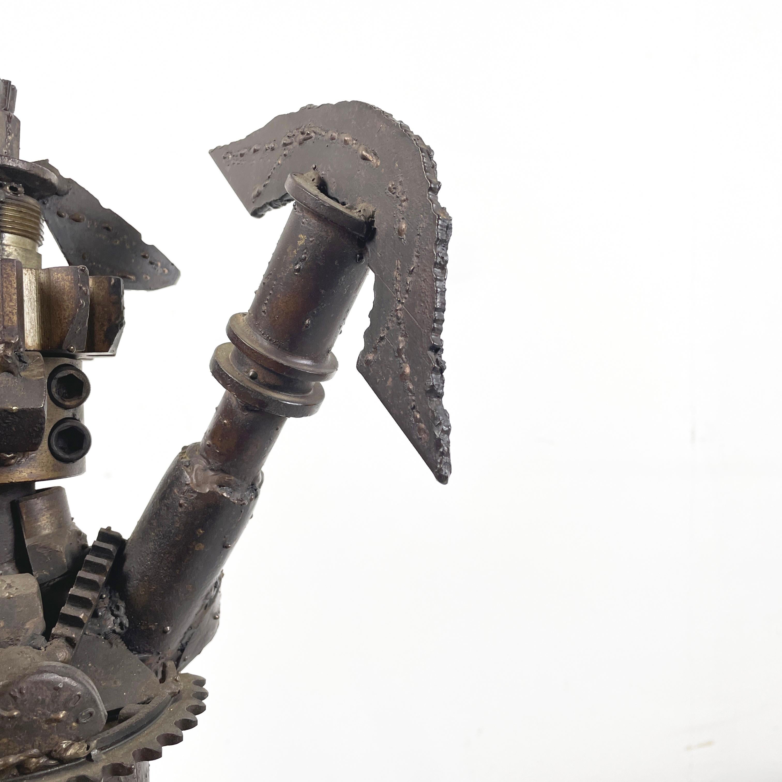 Italian modern industrial Human sculpture in metal and gears fused, 1980s For Sale 6