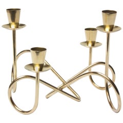Italian Modern Interwoven Brass Candleholder