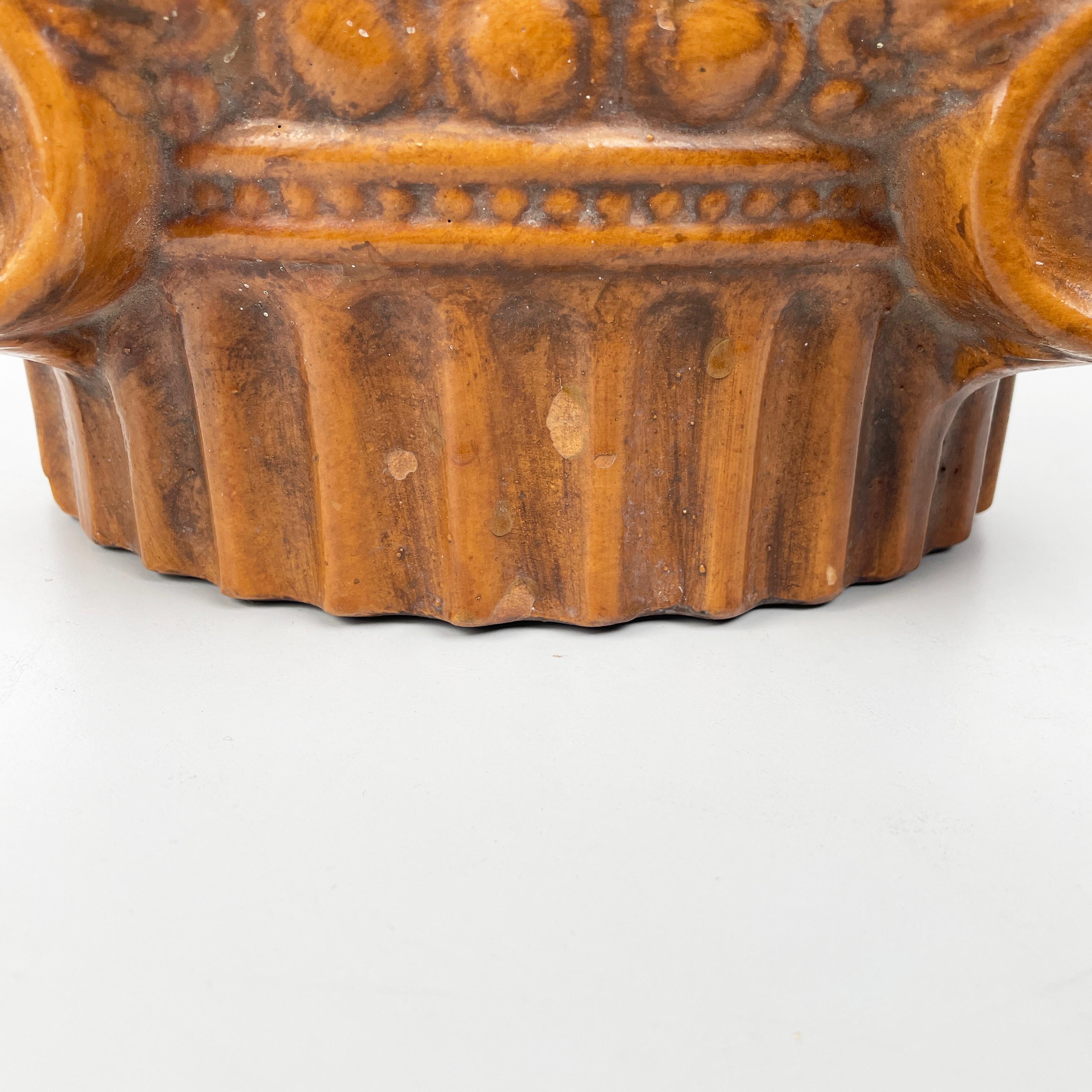 Italian modern Ionic capital centerpiece bowl in brown ceramic, 1980s For Sale 5
