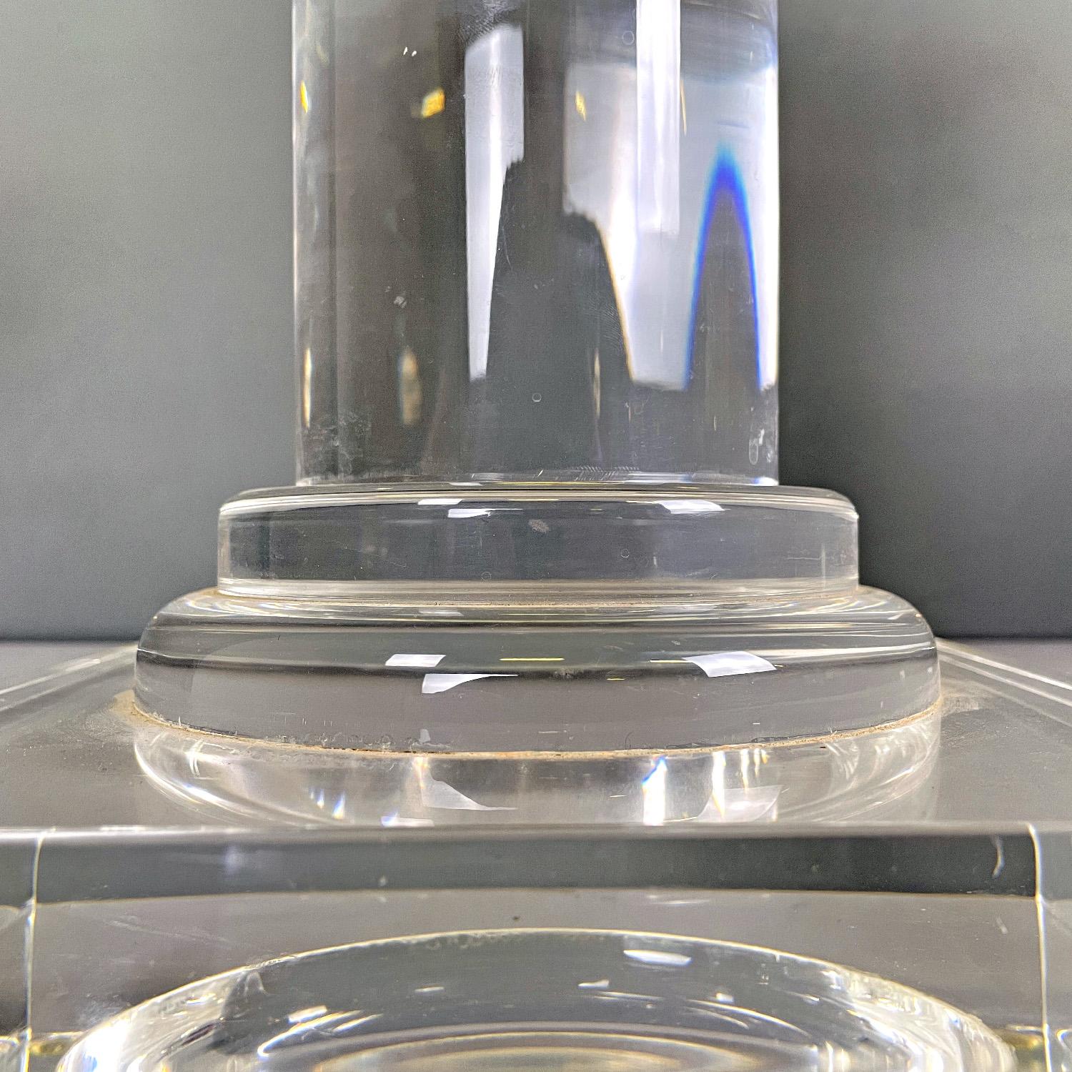 Italian modern ionic column or pedestal in transparent lucite, 1980s 5