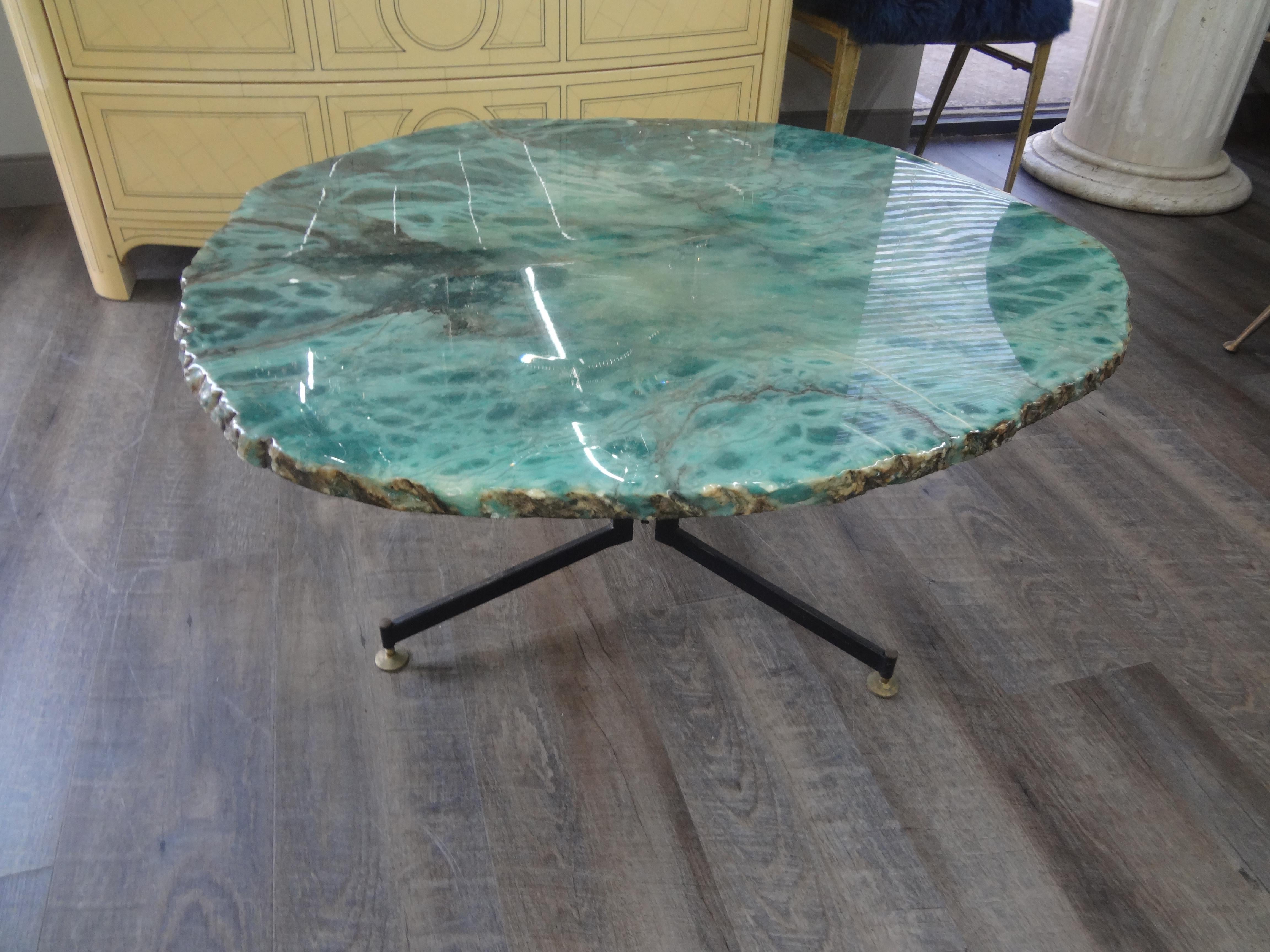 Italian Modern Iron and Alabaster Coffee Table For Sale 4