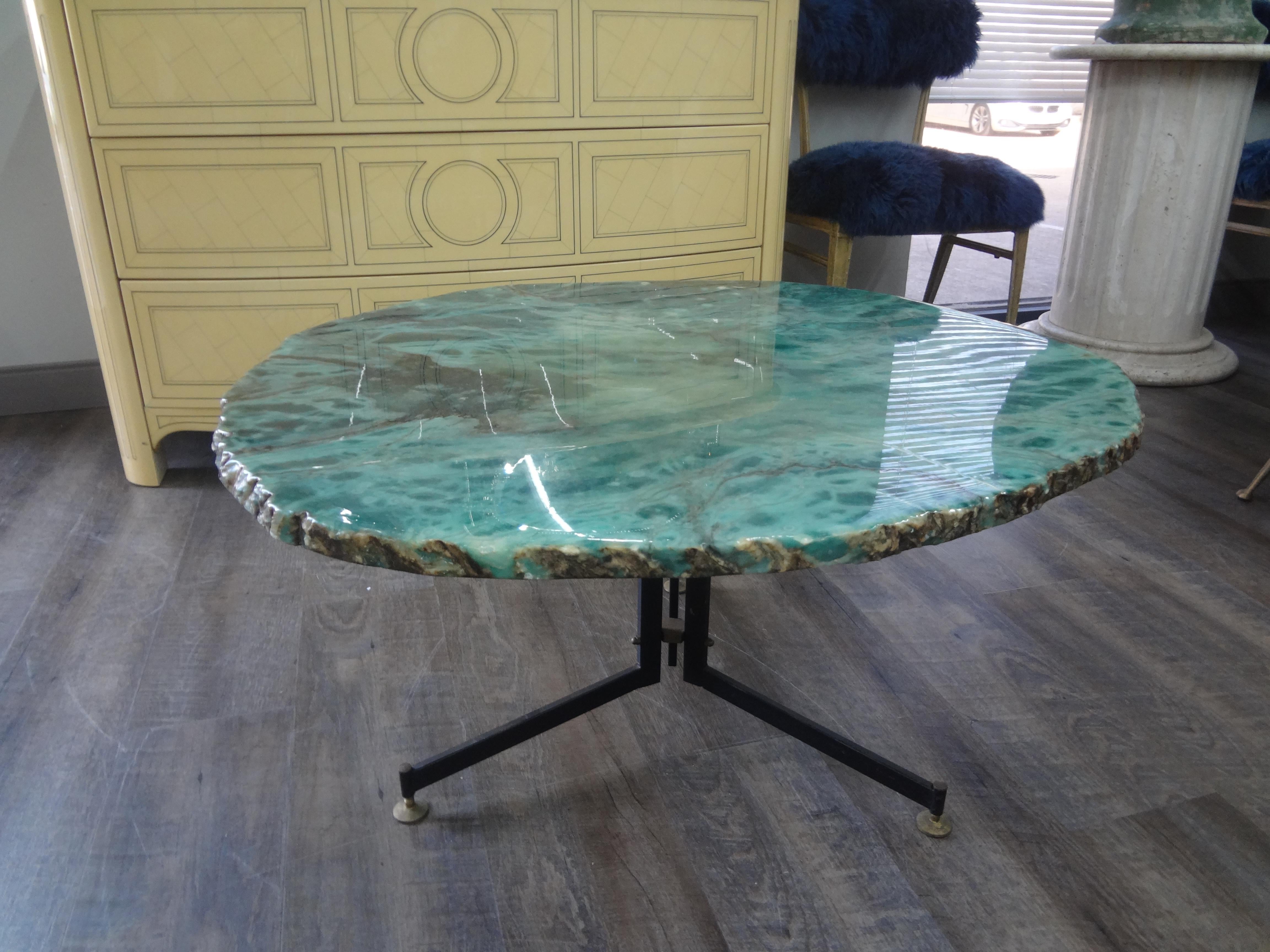 Italian Modern Iron and Alabaster Coffee Table For Sale 5