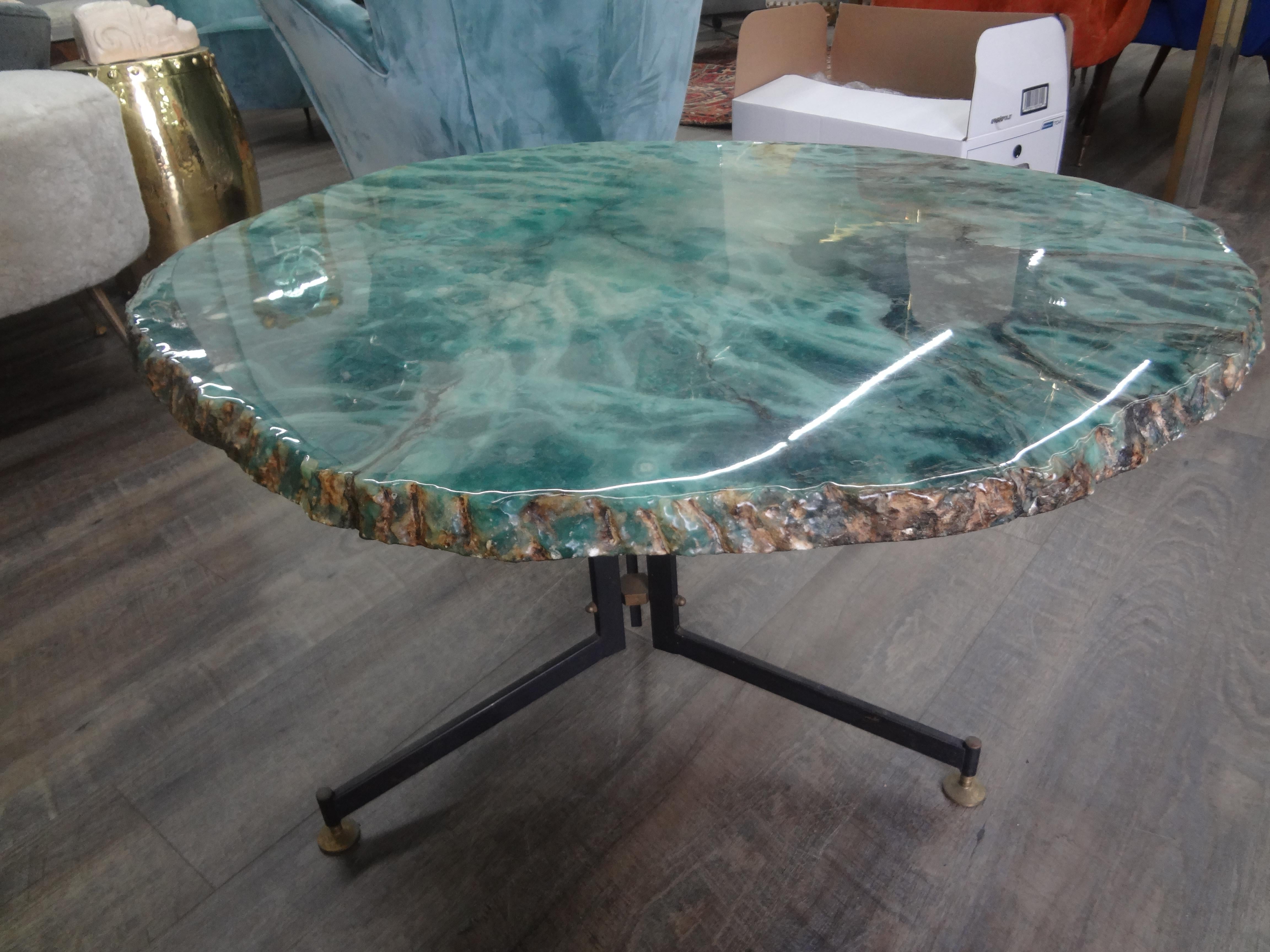Mid-20th Century Italian Modern Iron and Alabaster Coffee Table For Sale