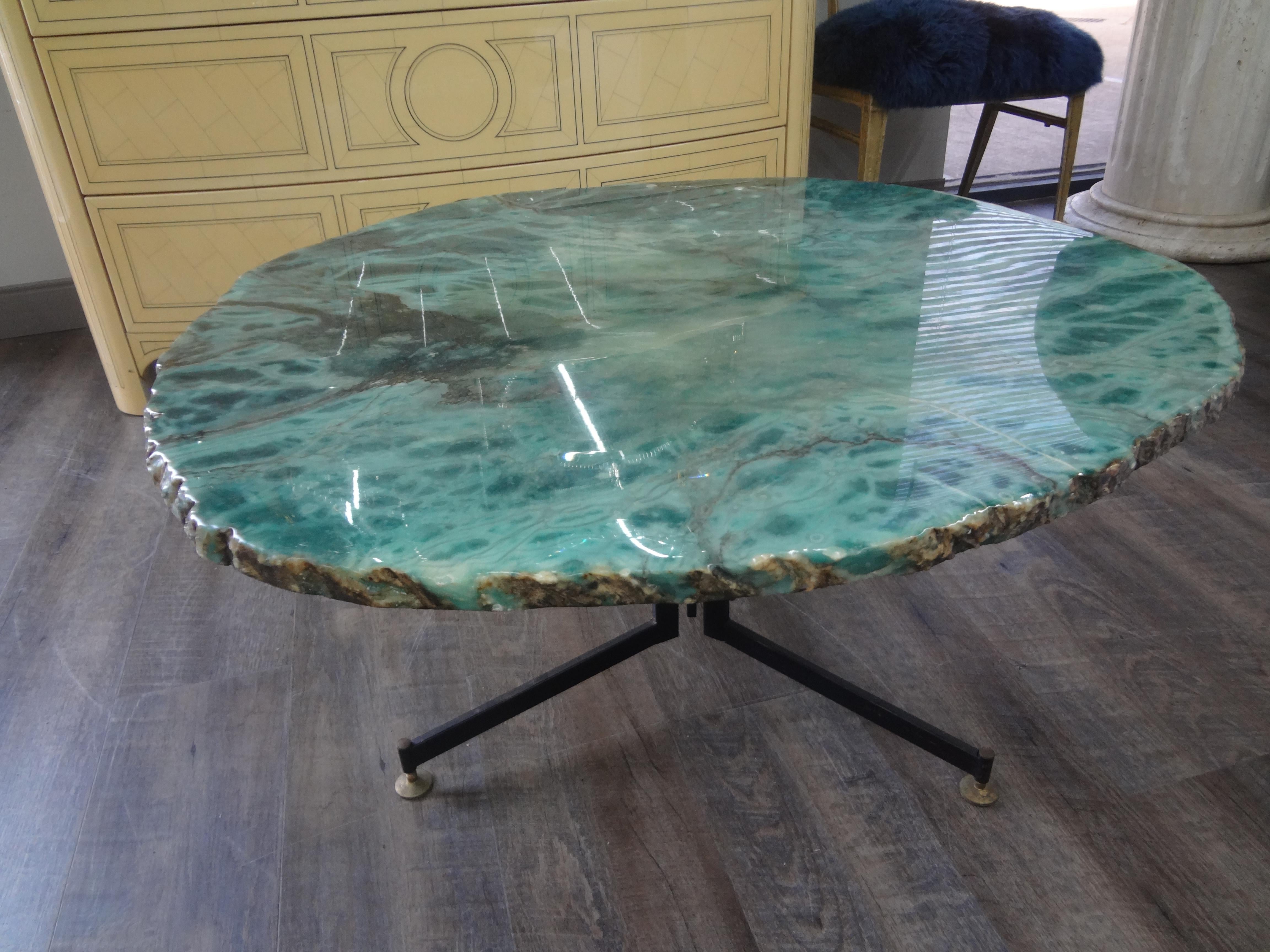 Italian Modern Iron and Alabaster Coffee Table For Sale 3