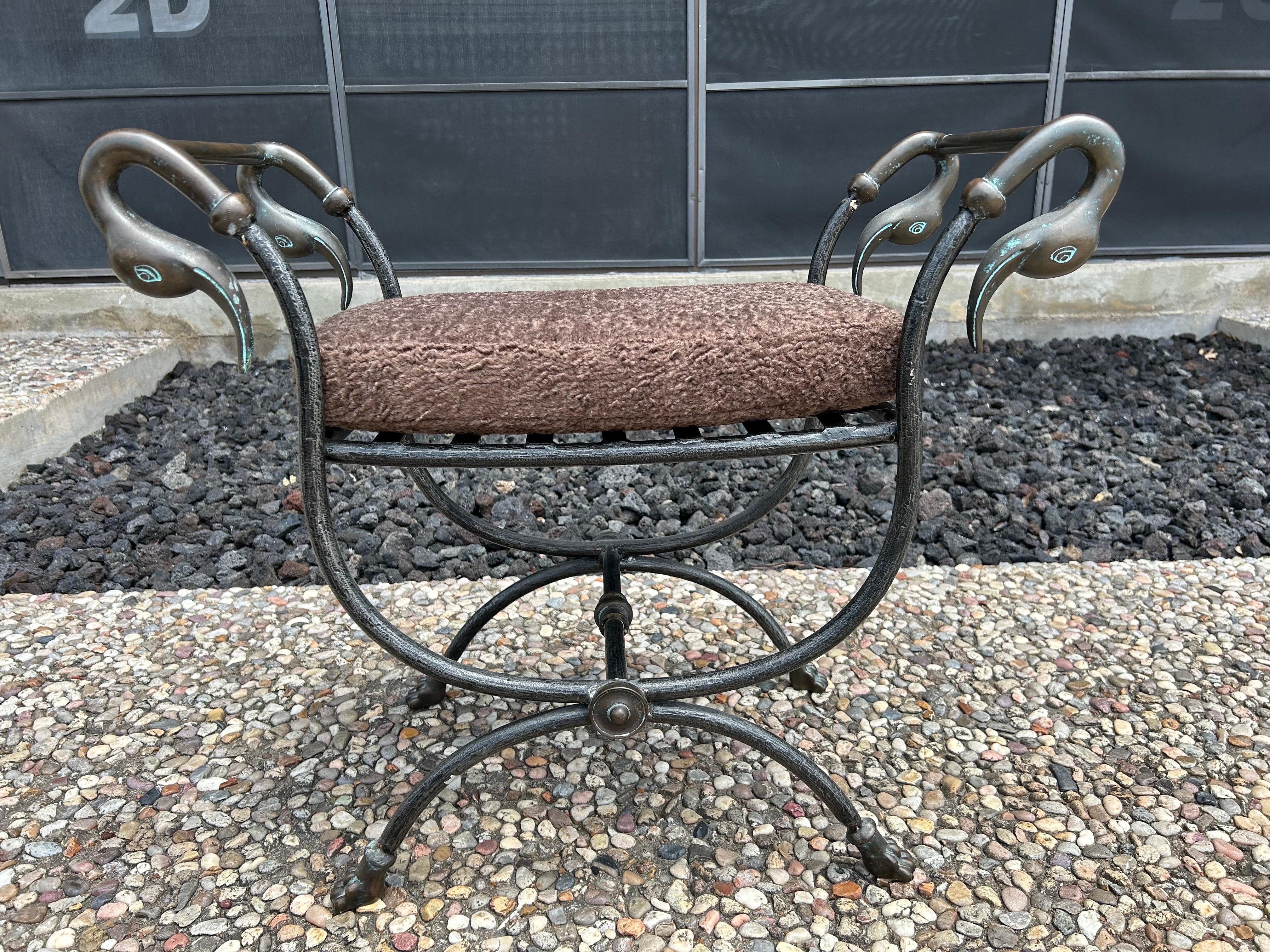 Italian Modern Iron And Bronze Bench For Sale 6