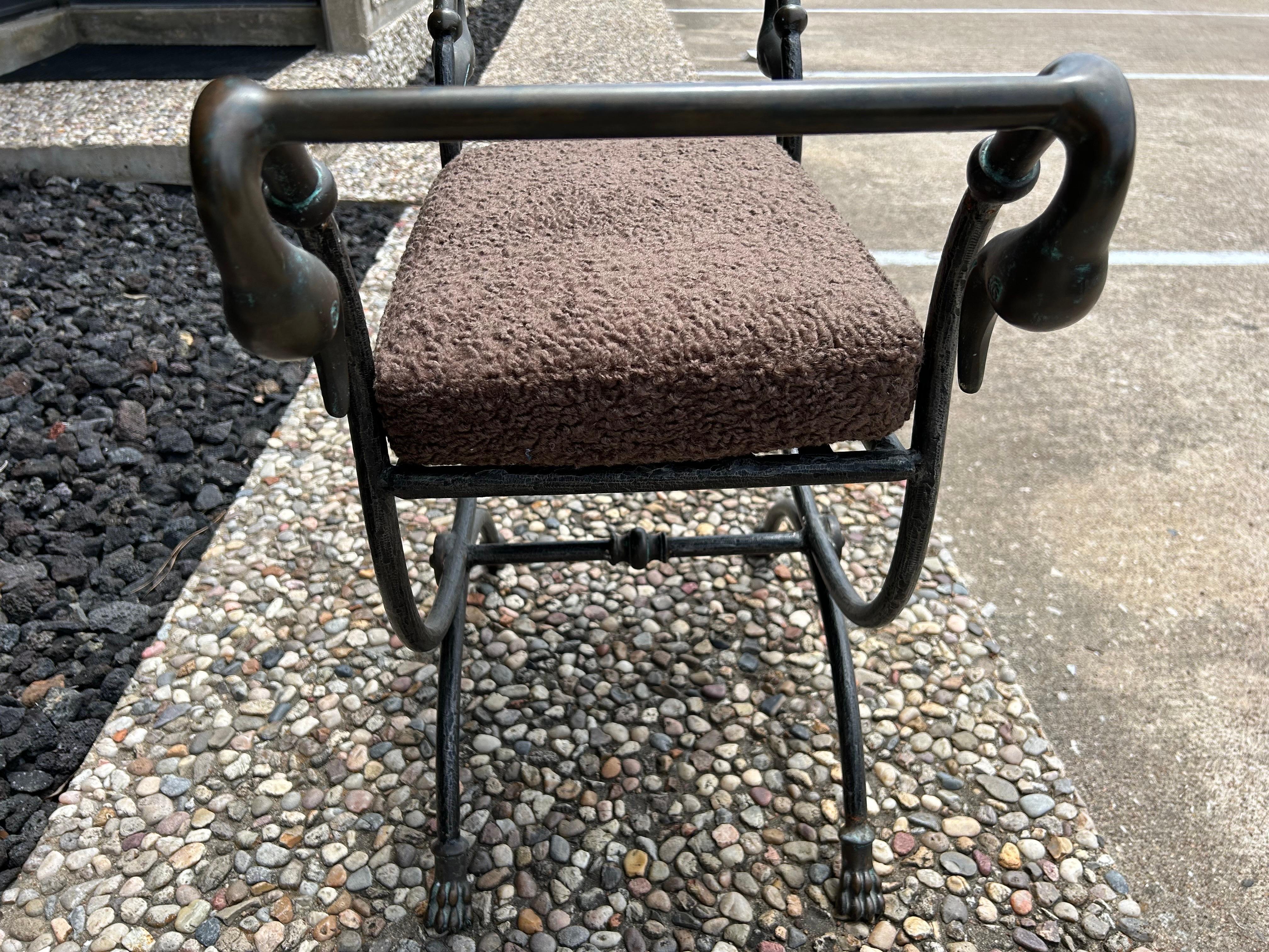 Italian Modern Iron And Bronze Bench For Sale 1
