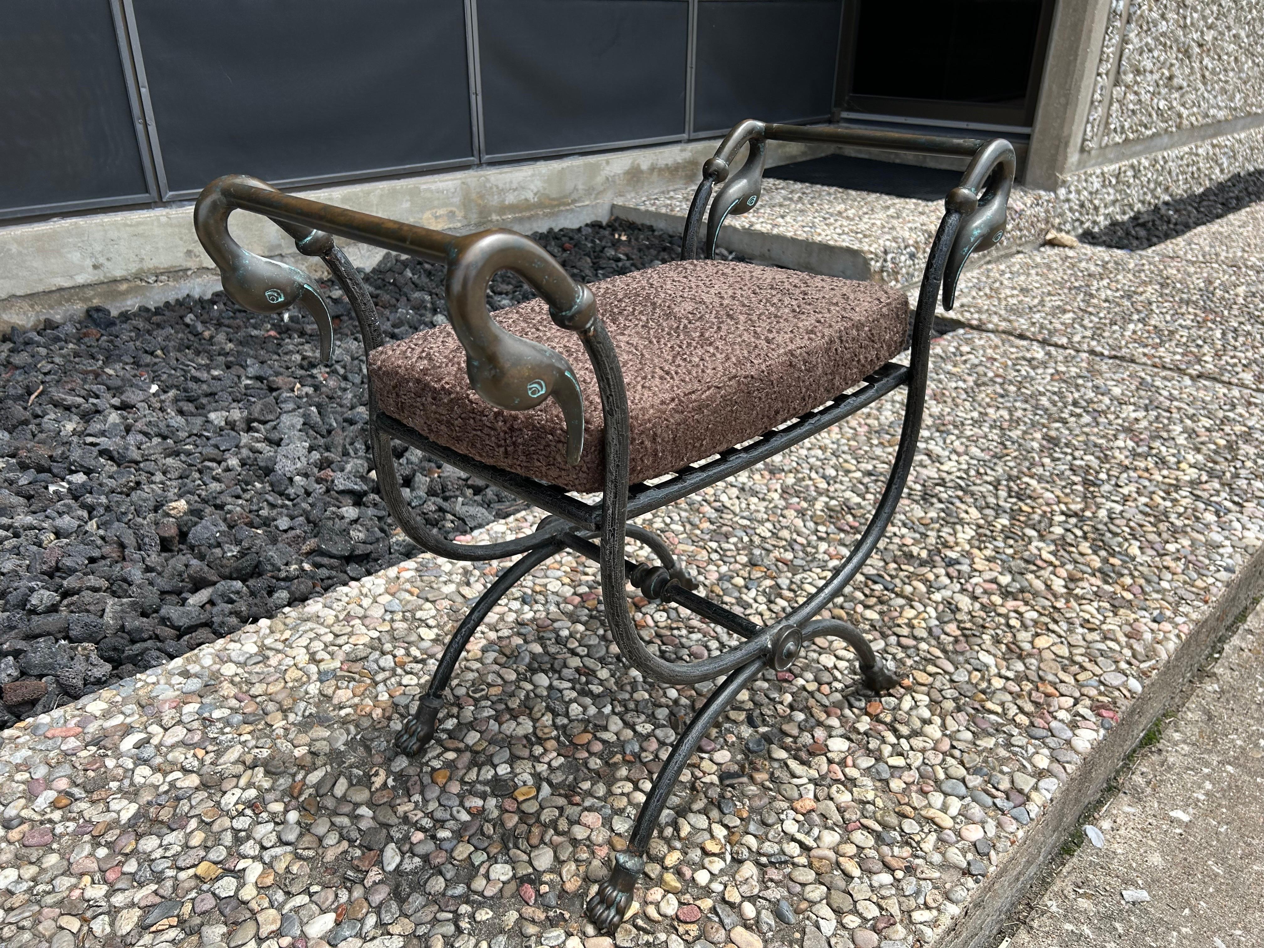 Italian Modern Iron And Bronze Bench For Sale 3