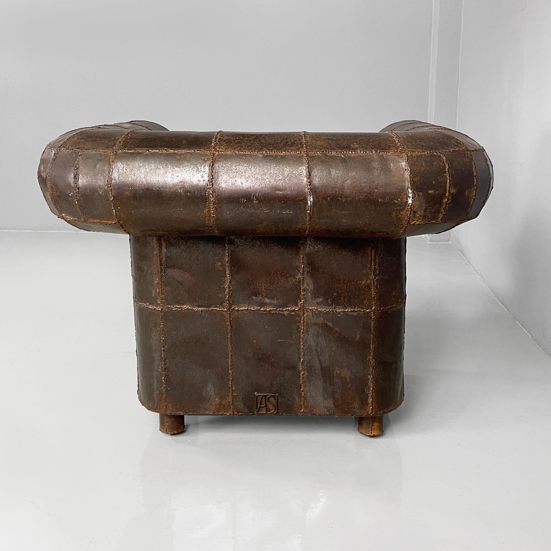 Italian modern iron armchair by Anacleto Spazzapan, 1990s In Fair Condition For Sale In MIlano, IT