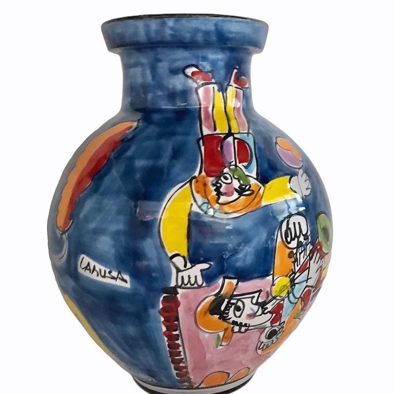 Italian Modern La Musa Colorful Ceramic Floor Vase Carnevale
