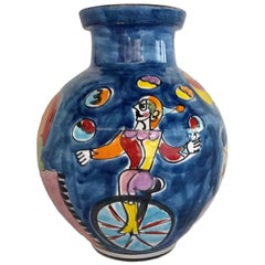Italian Modern La Musa Colorful Ceramic Floor Vase Carnevale Sicily, 1970s