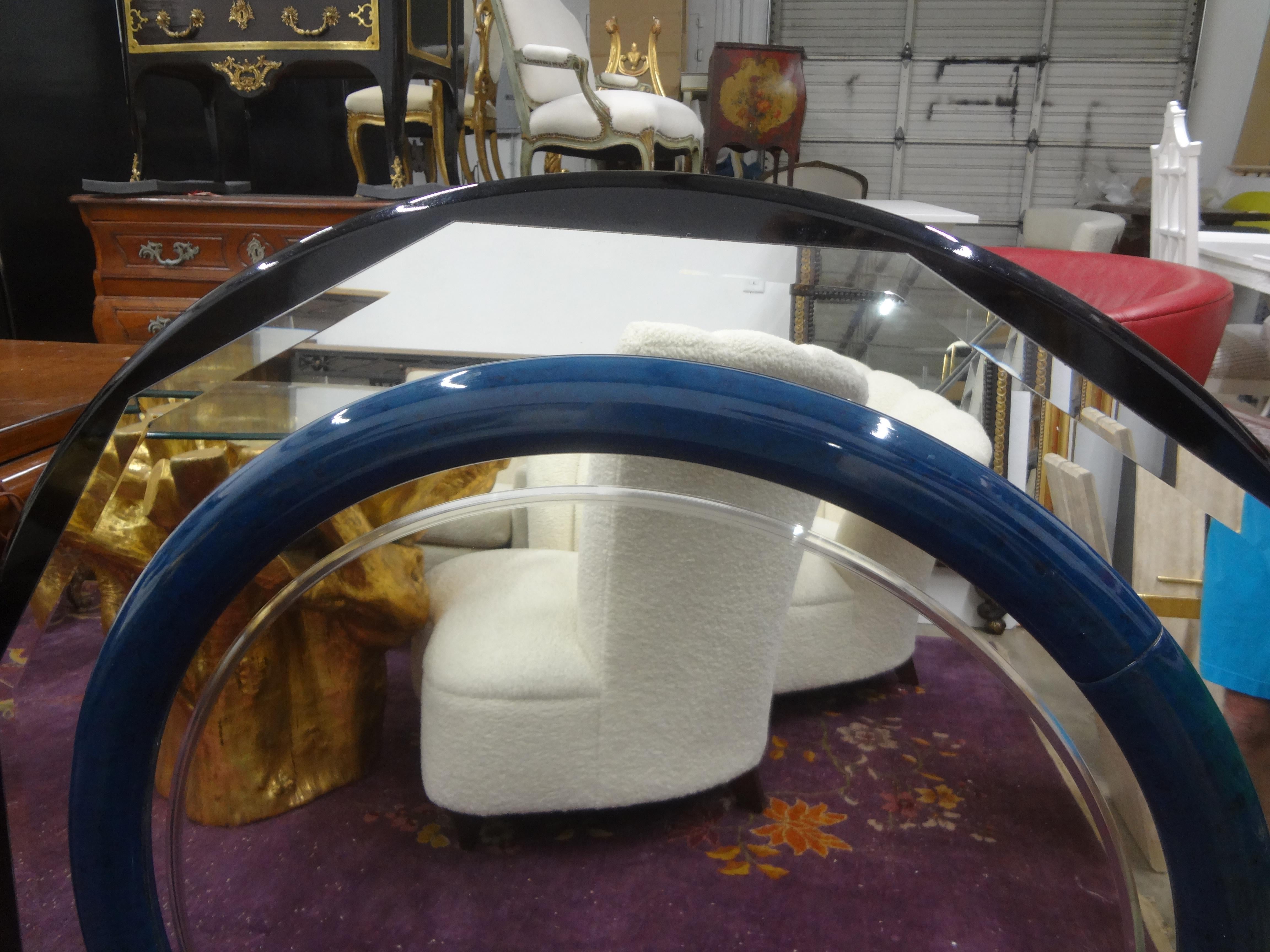 Italian Modern Lacquered Beveled Mirror In Good Condition In Houston, TX