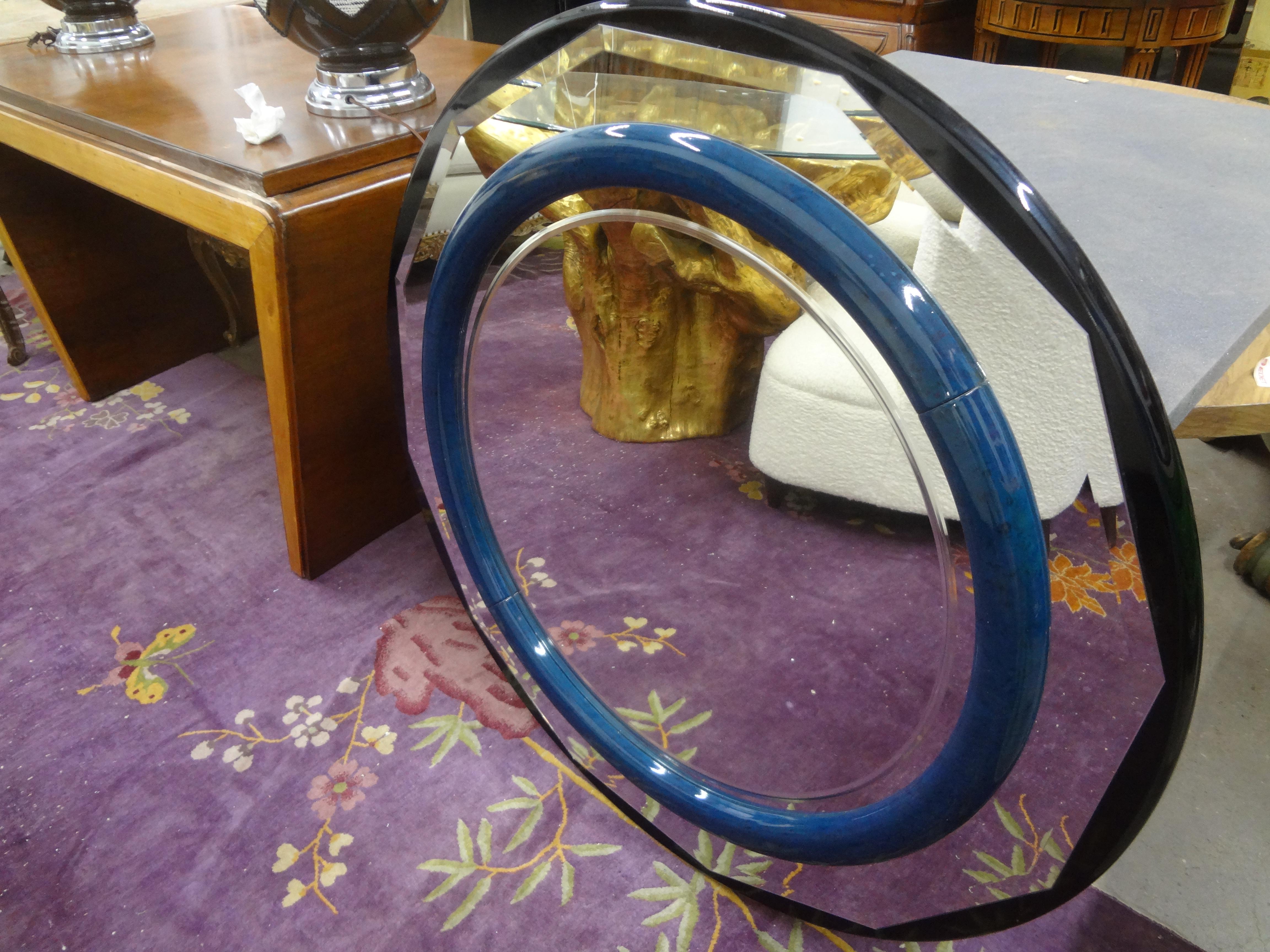 Late 20th Century Italian Modern Lacquered Beveled Mirror